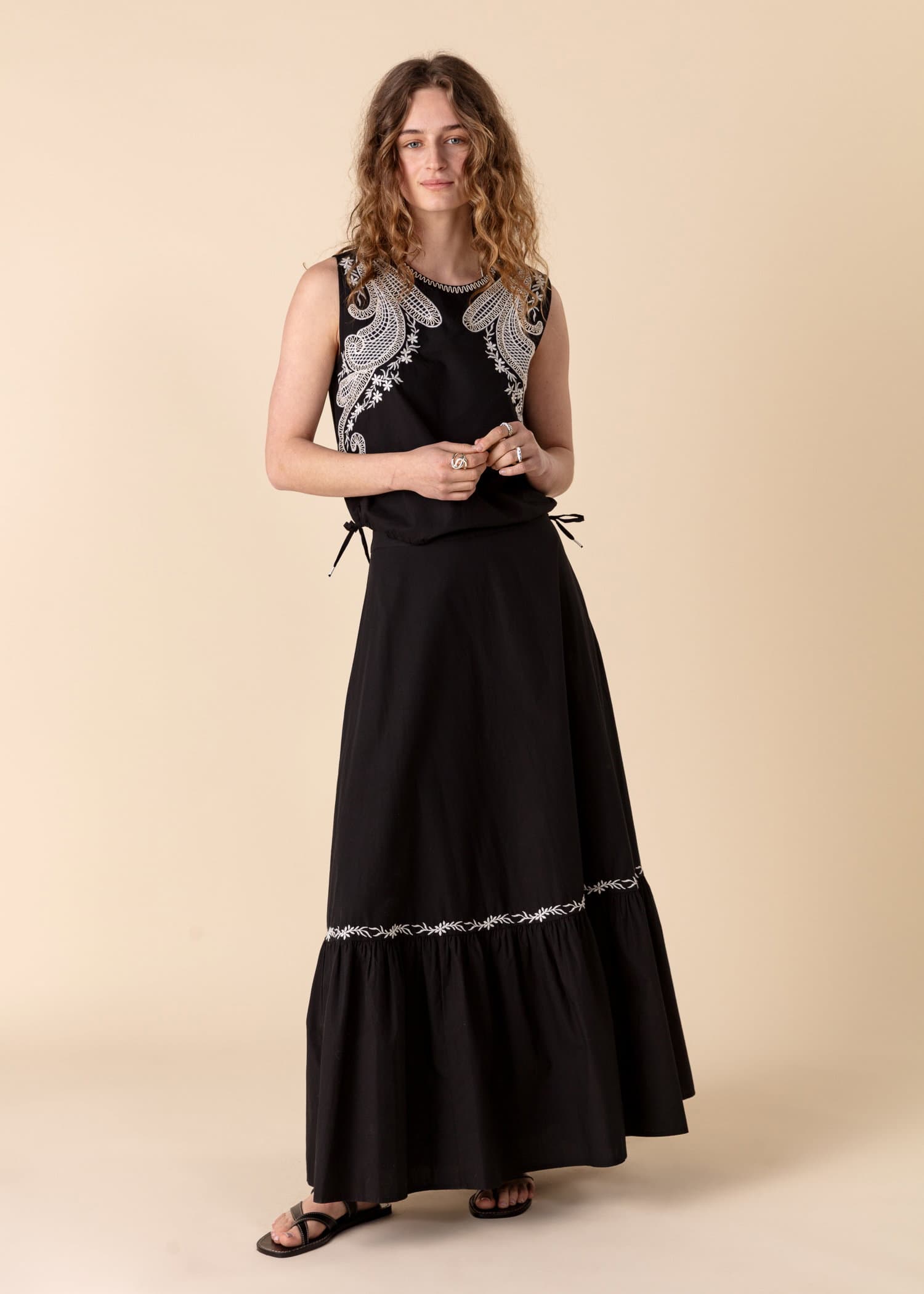 LORELEI Svart maxiskjørt i bomull - Svart 4 - Indiska