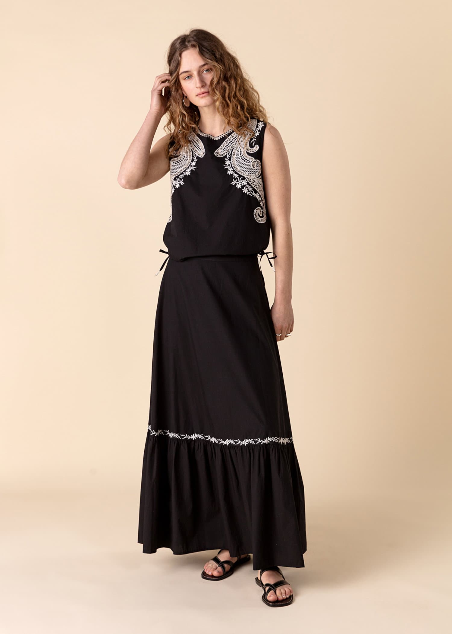 LORELEI Svart maxiskjørt i bomull - Svart 5 - Indiska