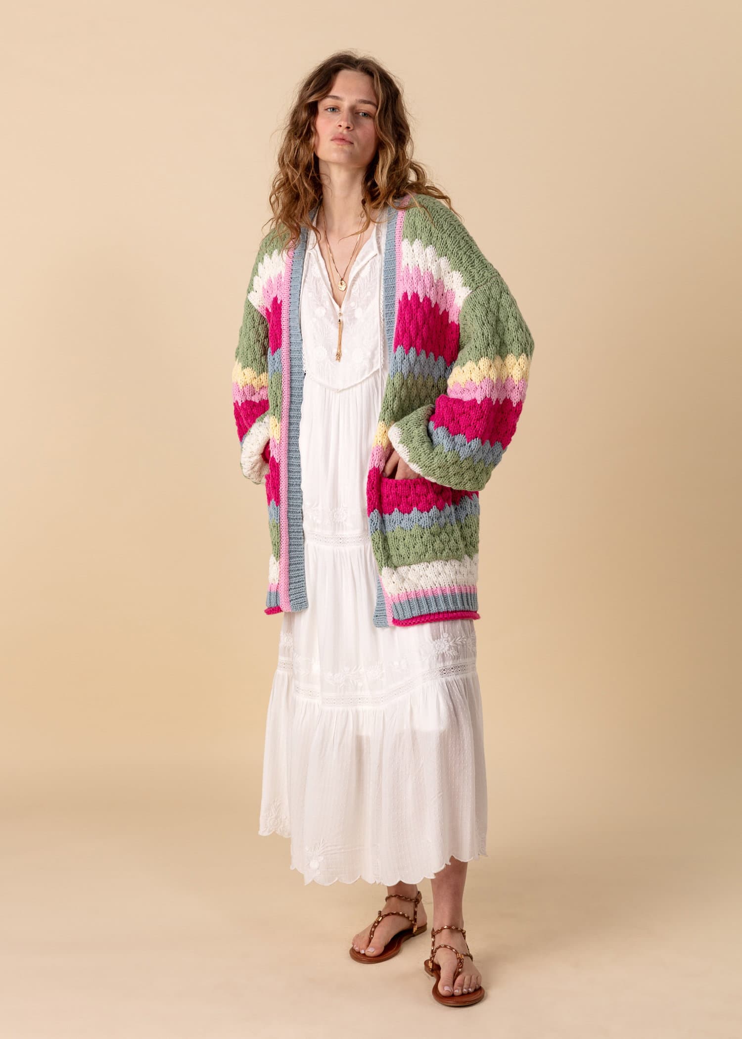 VANESSA Kort fargerik cardigan - Multi 4 - Indiska