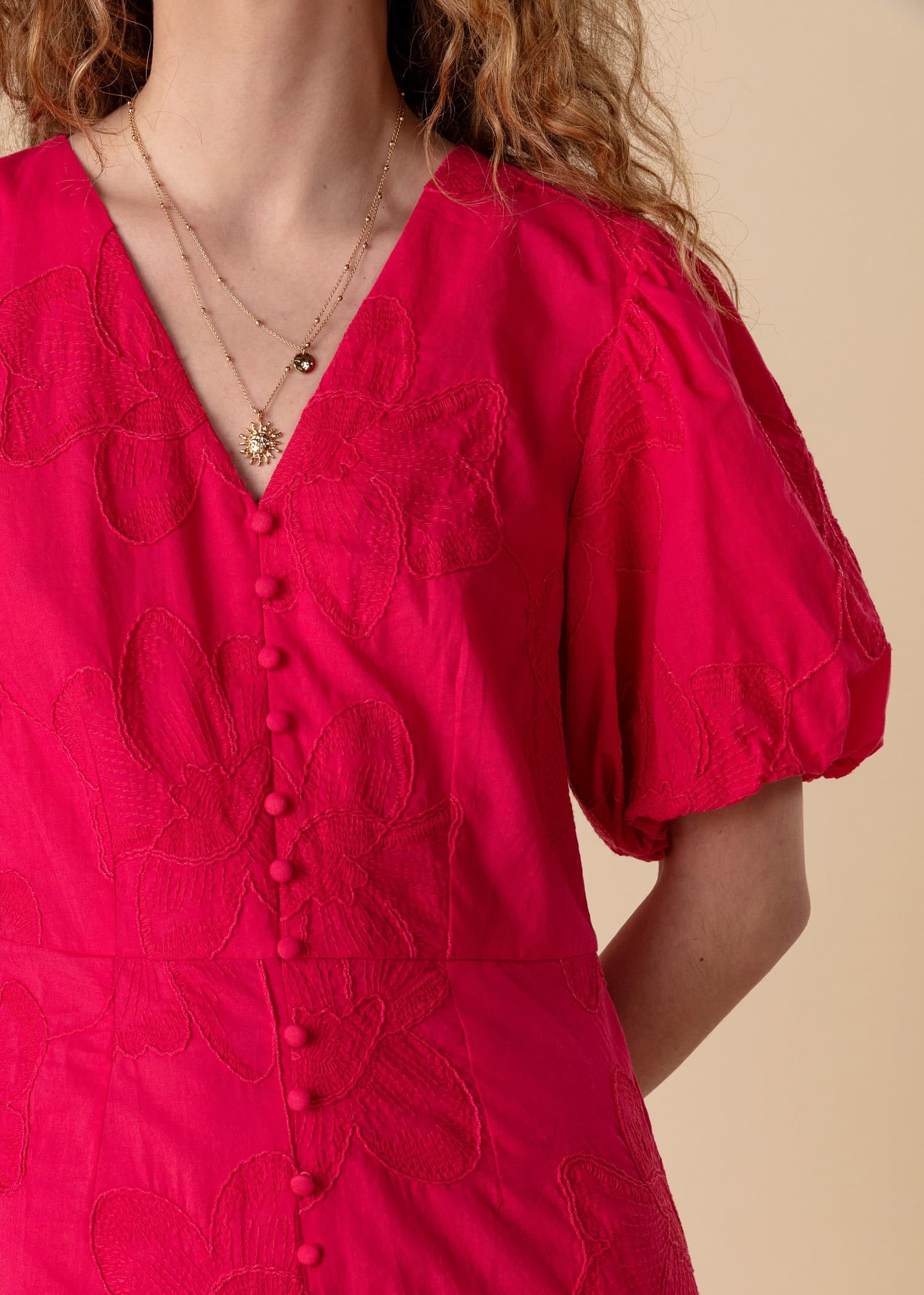 DEWAN Brodert maxikjole - Rød 5 - Indiska