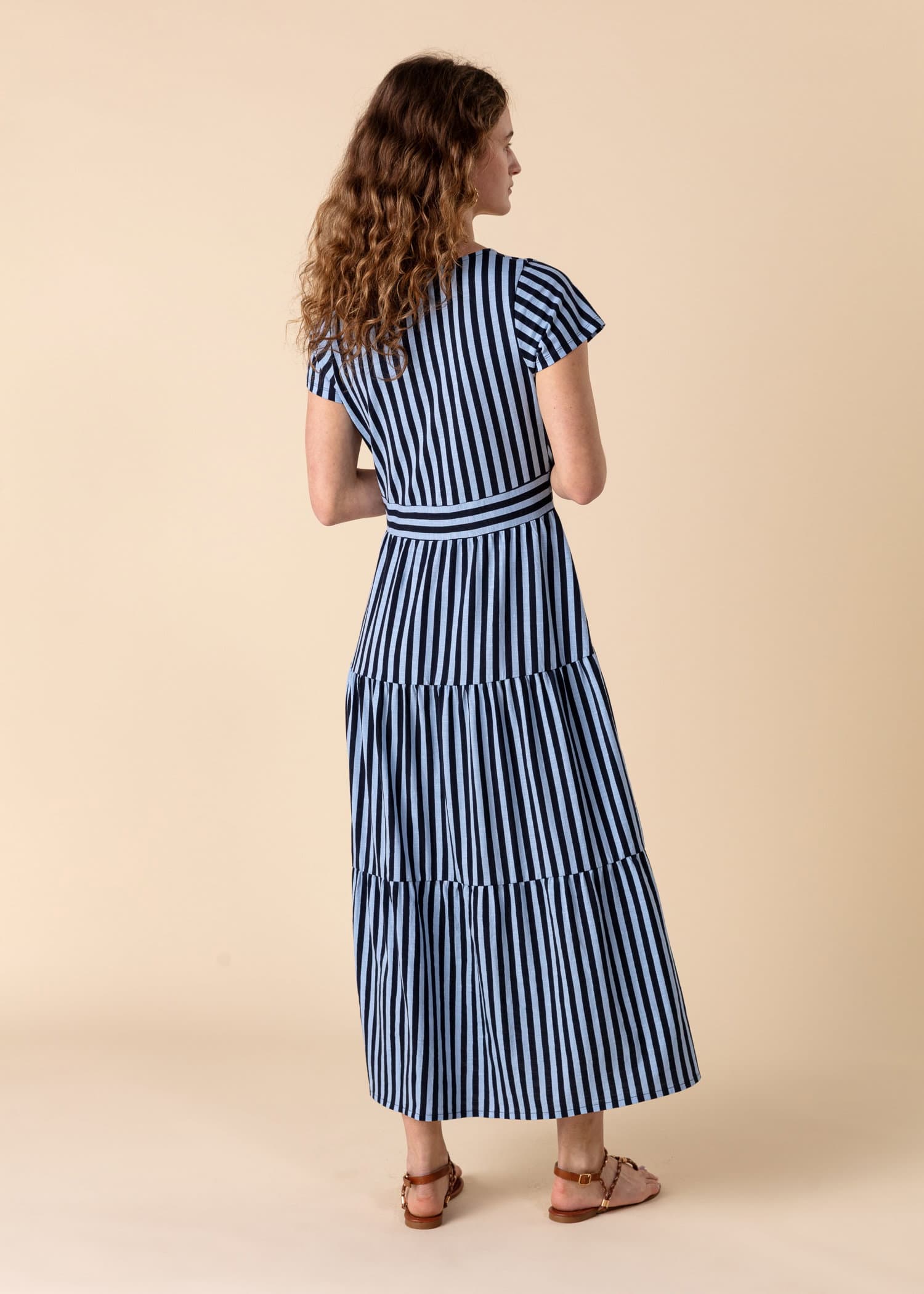BERIT Stripete lang kjole - Blå 2 - Indiska