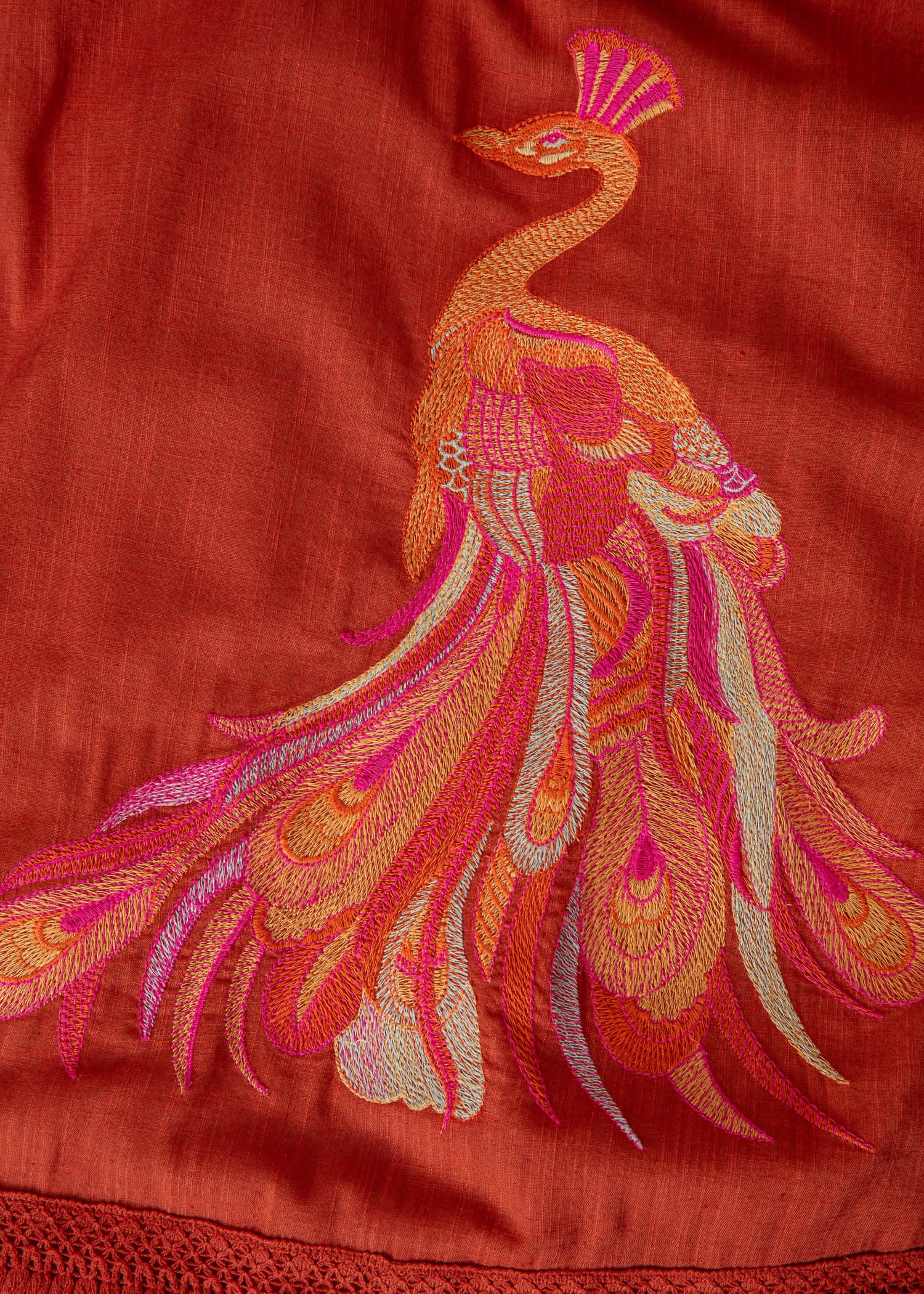 GINNY Broderad kimono med fransar - Brun 8 - Indiska
