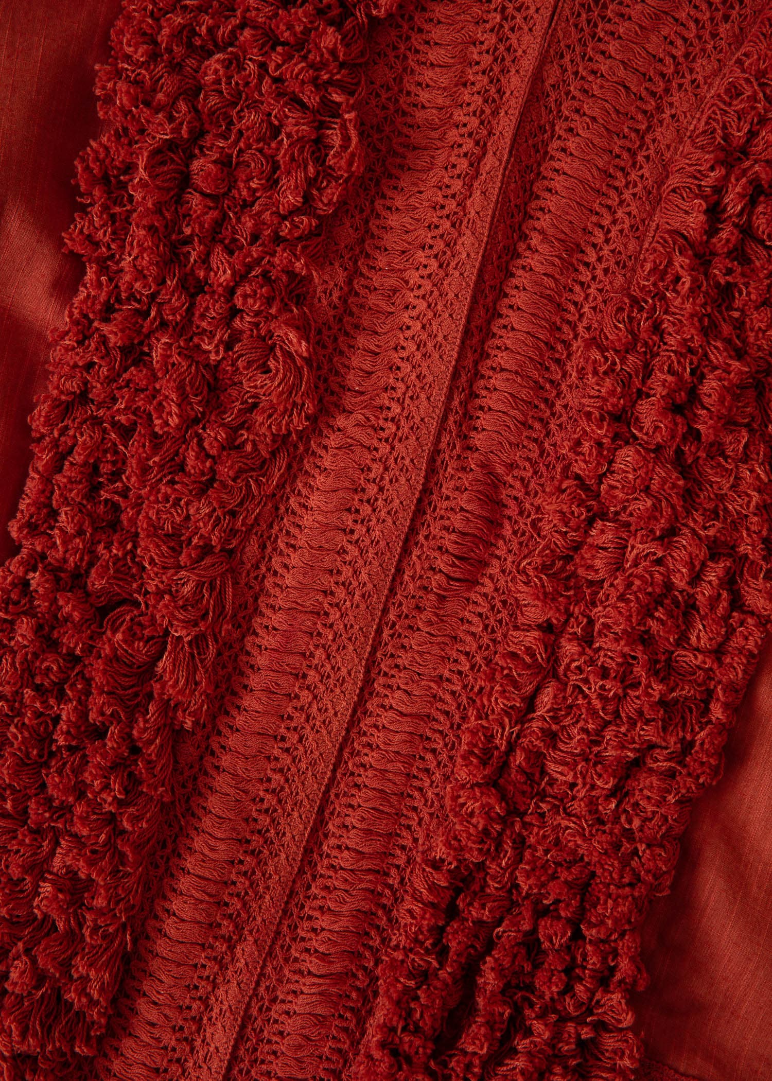 GINNY Broderad kimono med fransar - Brun 9 - Indiska