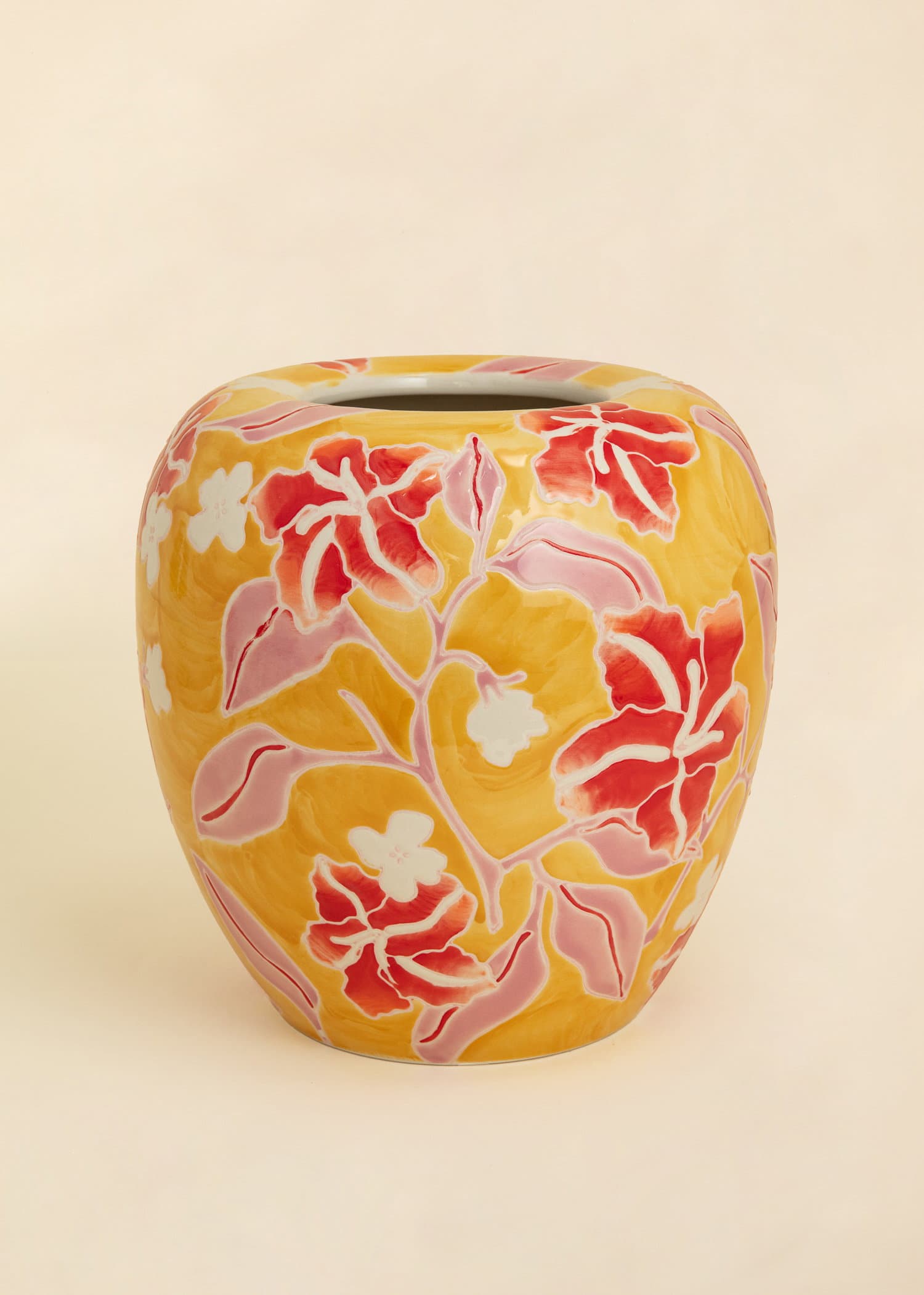 BEA Kuviollinen maljakko kivitavaraa - Keltainen 1 - Indiska