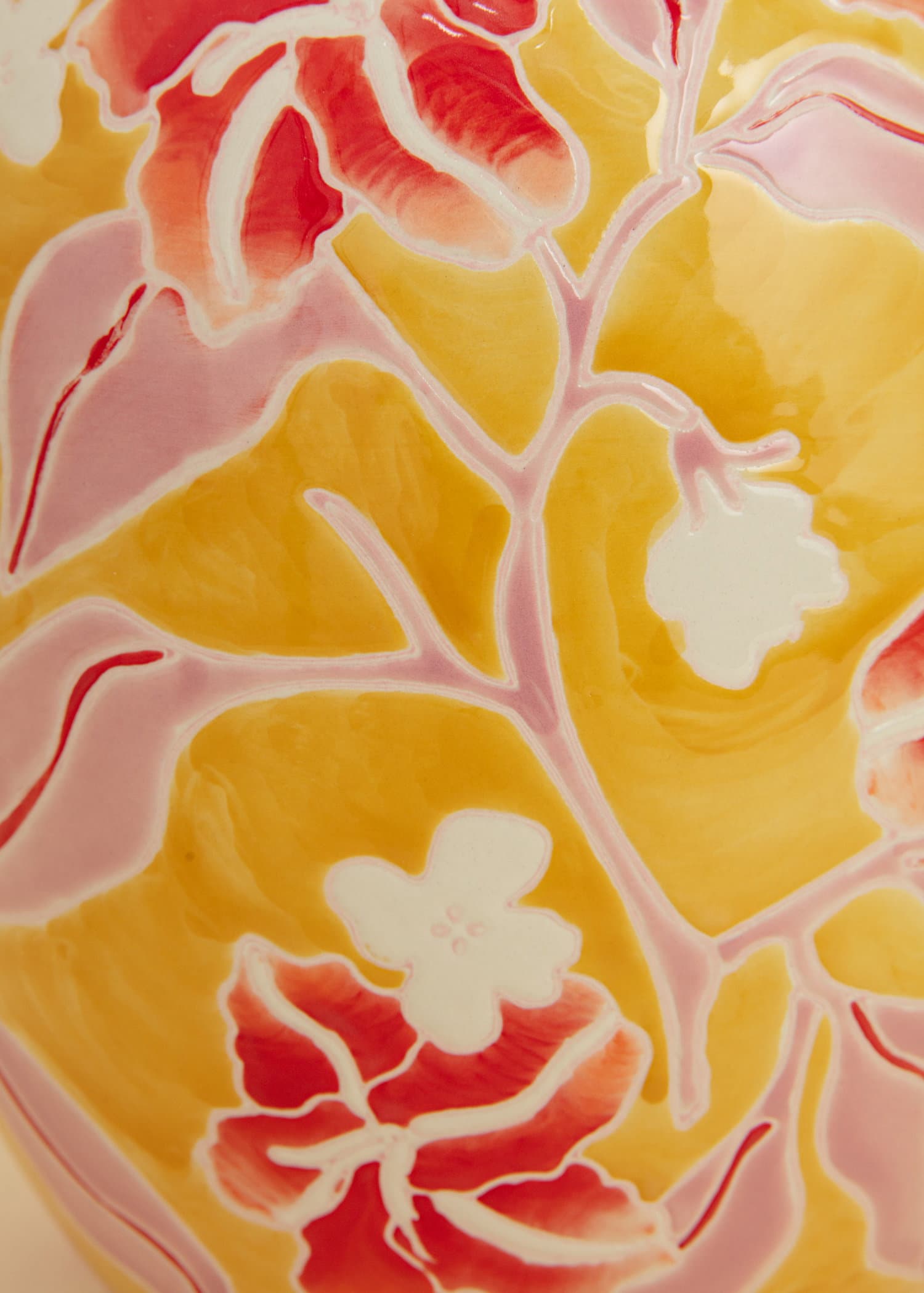 BEA Kuviollinen maljakko kivitavaraa - Keltainen 2 - Indiska