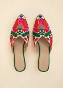 Sundar Emb. Mule - PINK RED