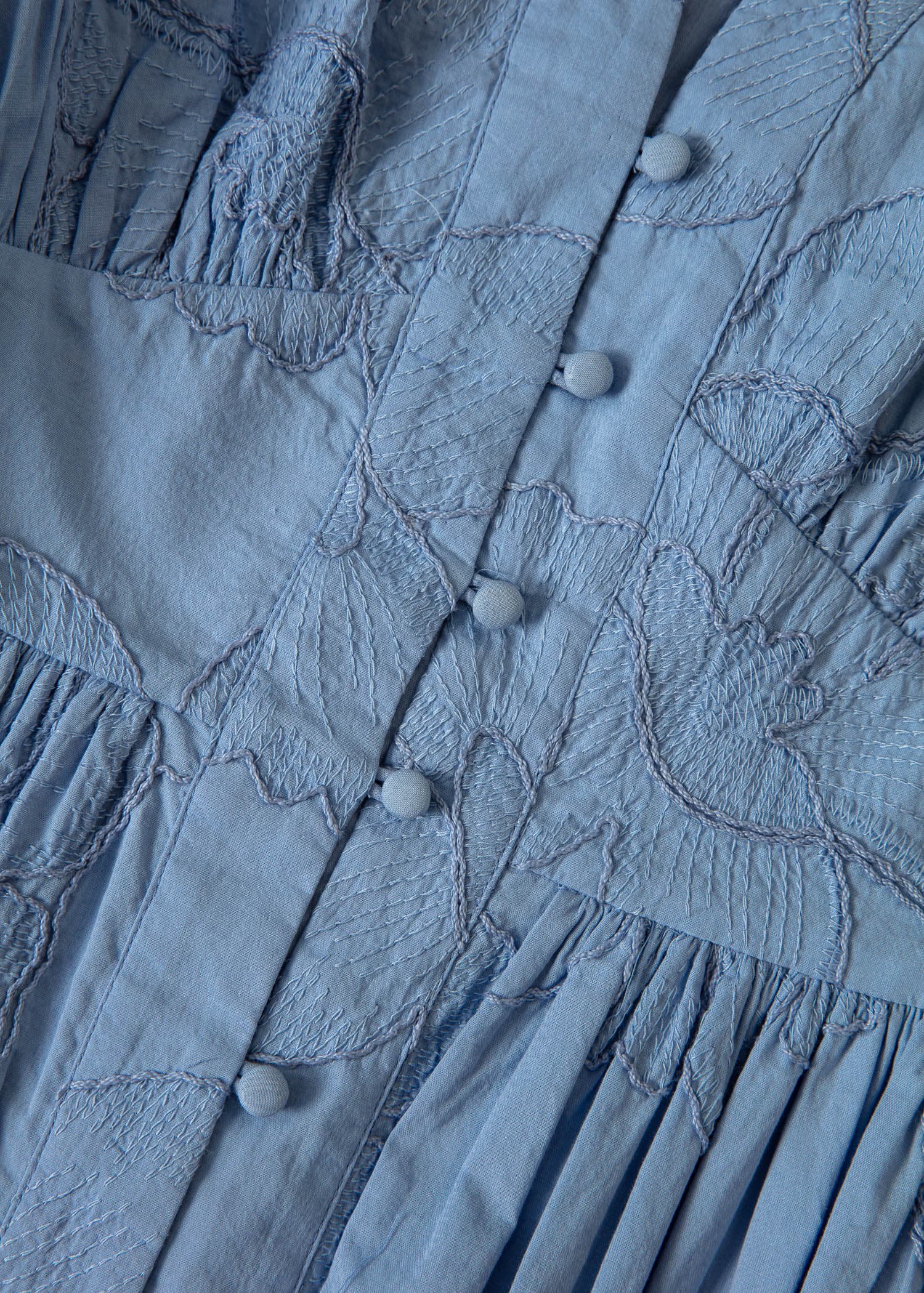 RIANNA Brodert puffermet kjole - Blå 2 - Indiska