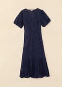 DEWAN EMB DRESS - NAVY