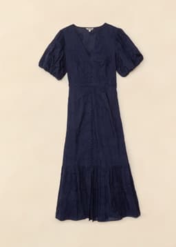 DEWAN EMB DRESS - NAVY