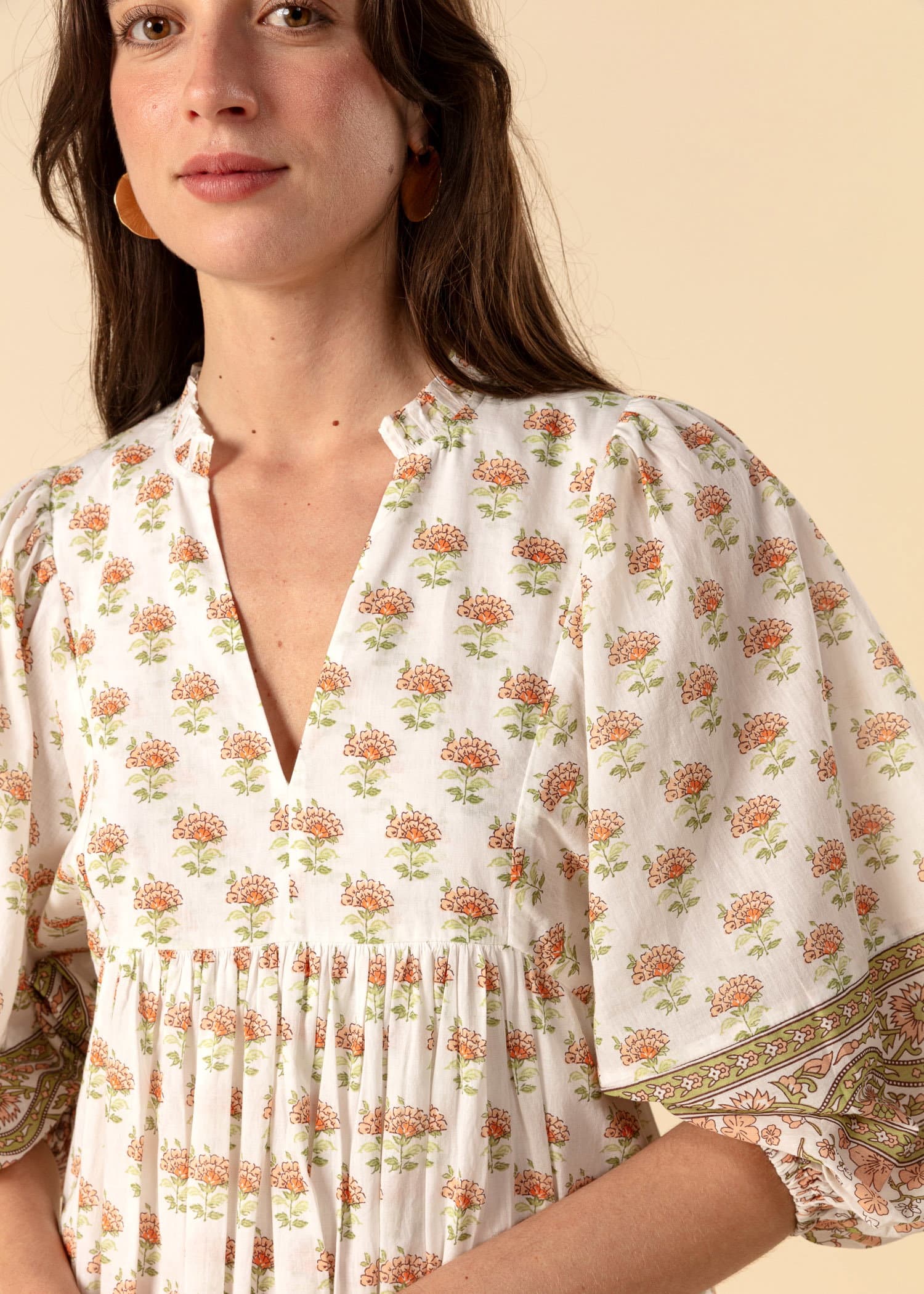 CORNELIA Butti-kuviollinen puhvihihainen mekko - Valkoinen 2 - Indiska