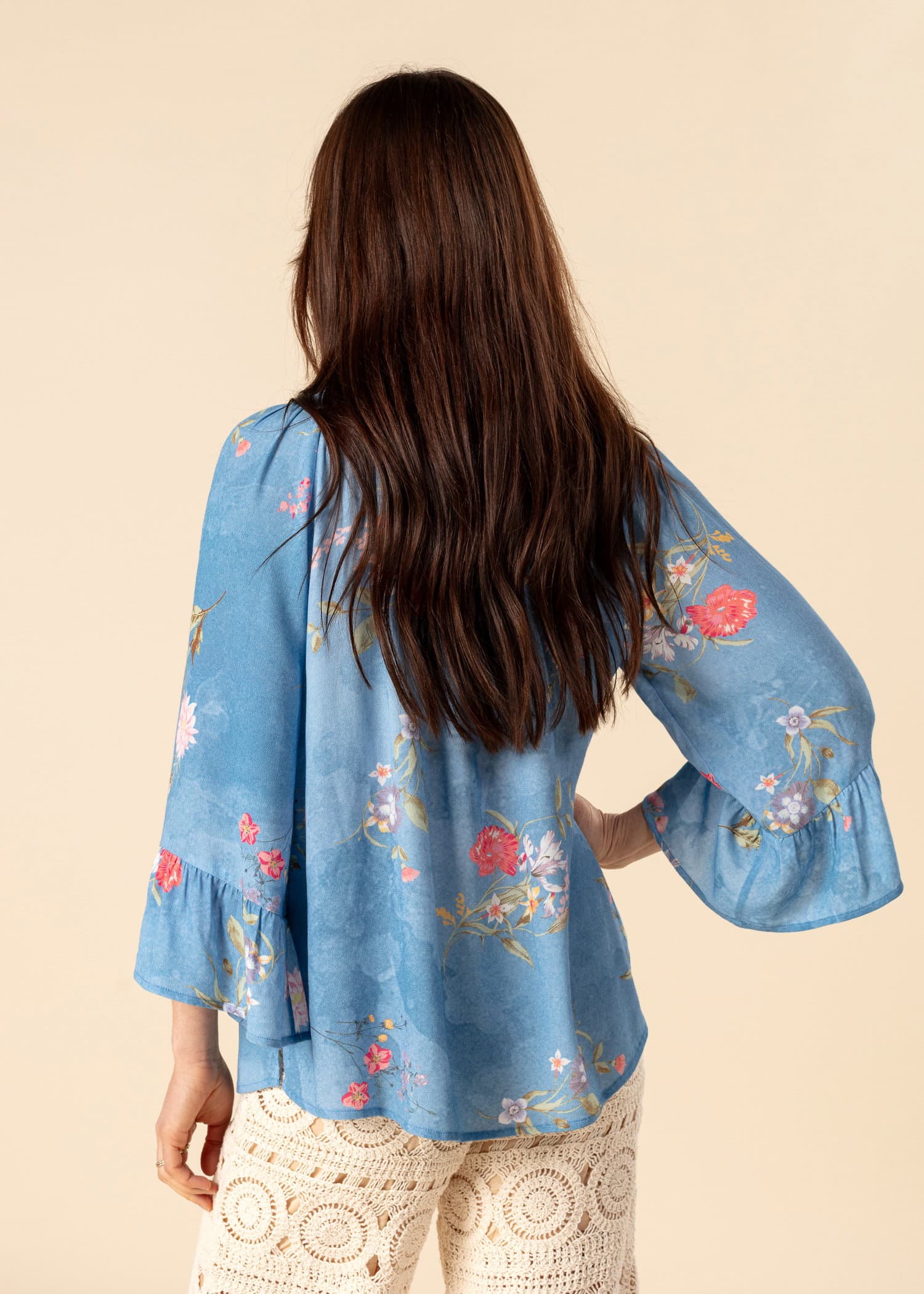 DOLLIE Bluse med 3/4 ermer - Blå 6 - Indiska