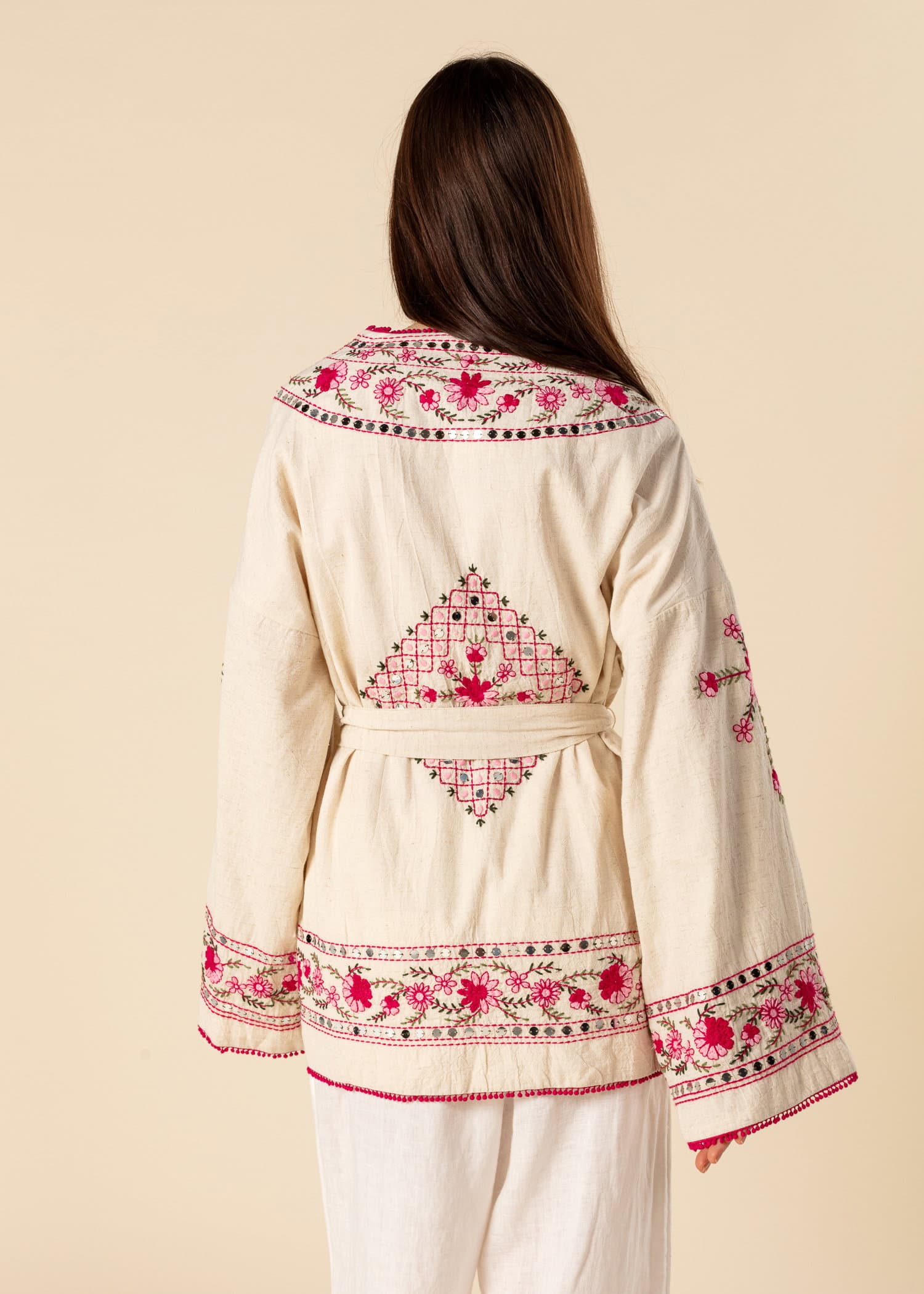 ESTER Broderad jacka med paljetter - Rosa 4 - Indiska