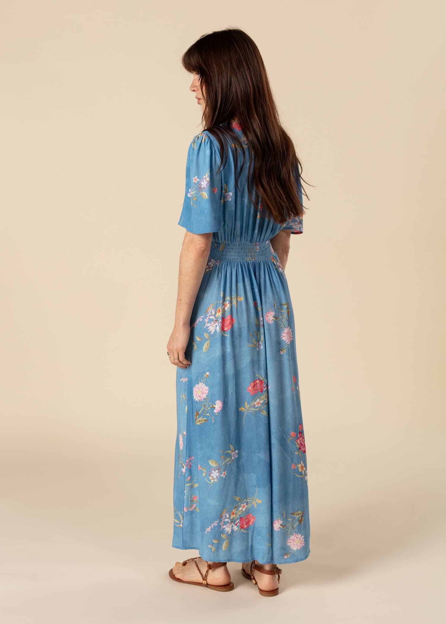ZUDORA Blå blommig klänning - Blå 4 - Indiska