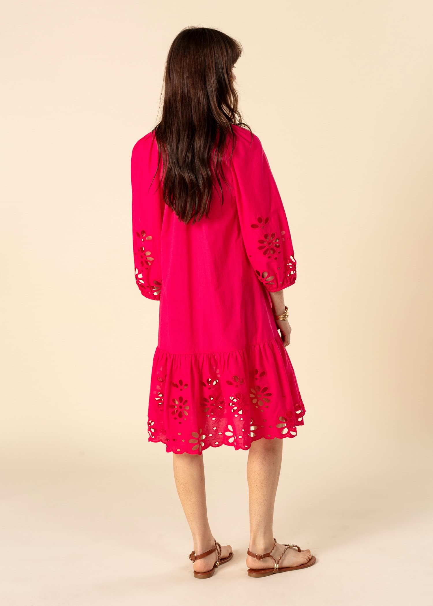 NALA Kjole i broderie anglaise - Rød 3 - Indiska