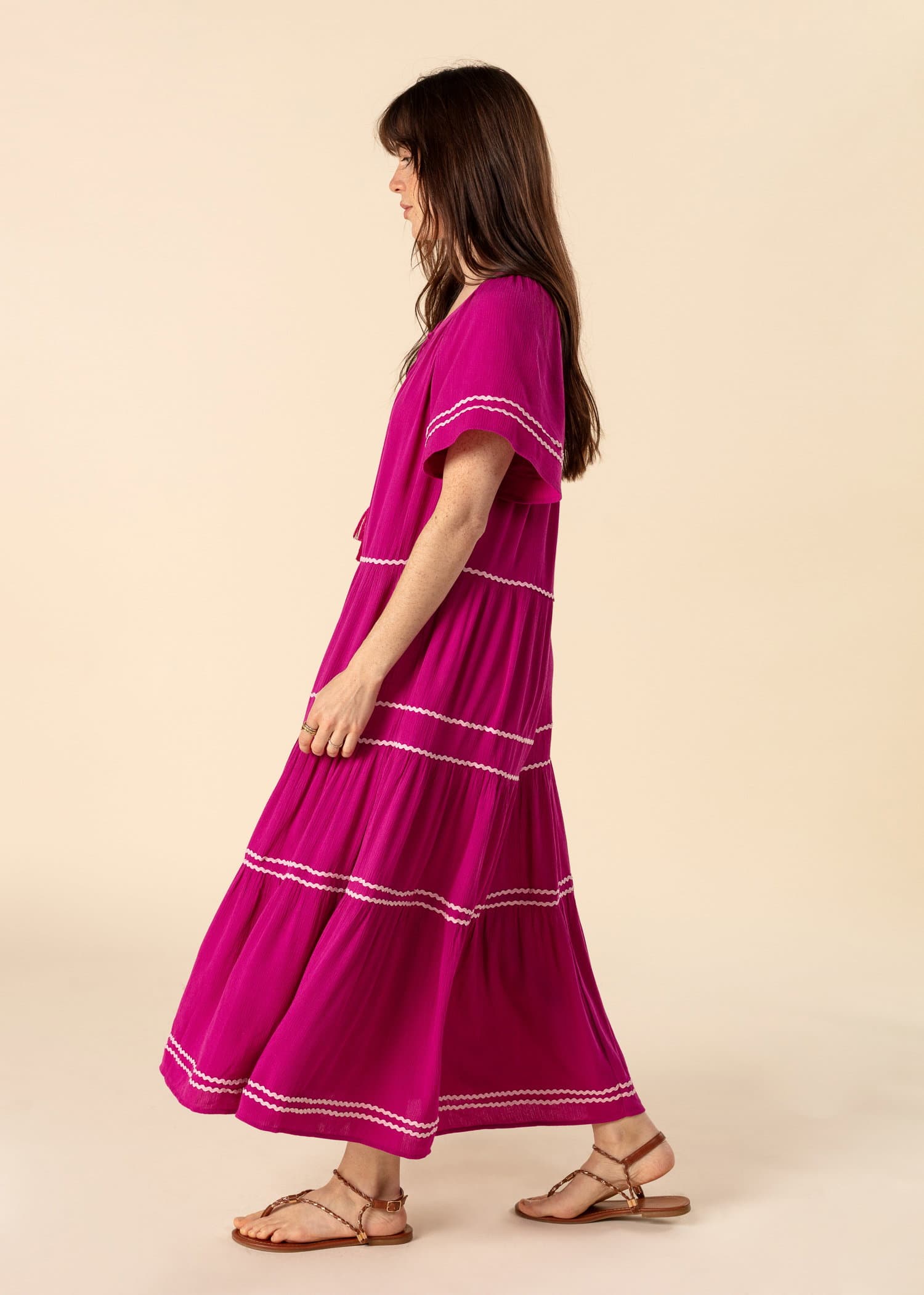 ESRA Creppad lång klänning - Rosa 4 - Indiska