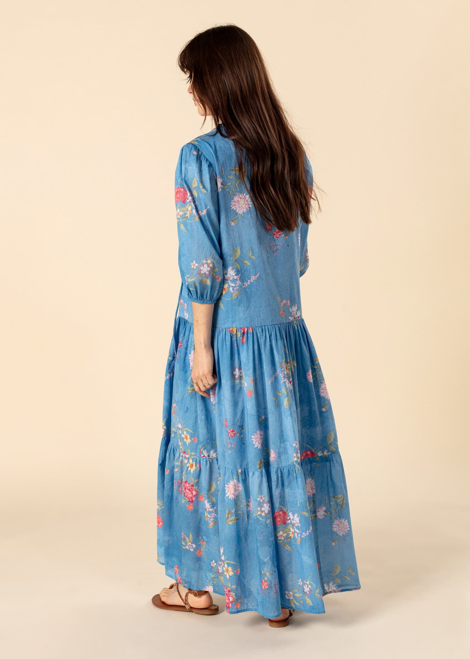 DORIS Blomsterlang kjole - Blå 5 - Indiska