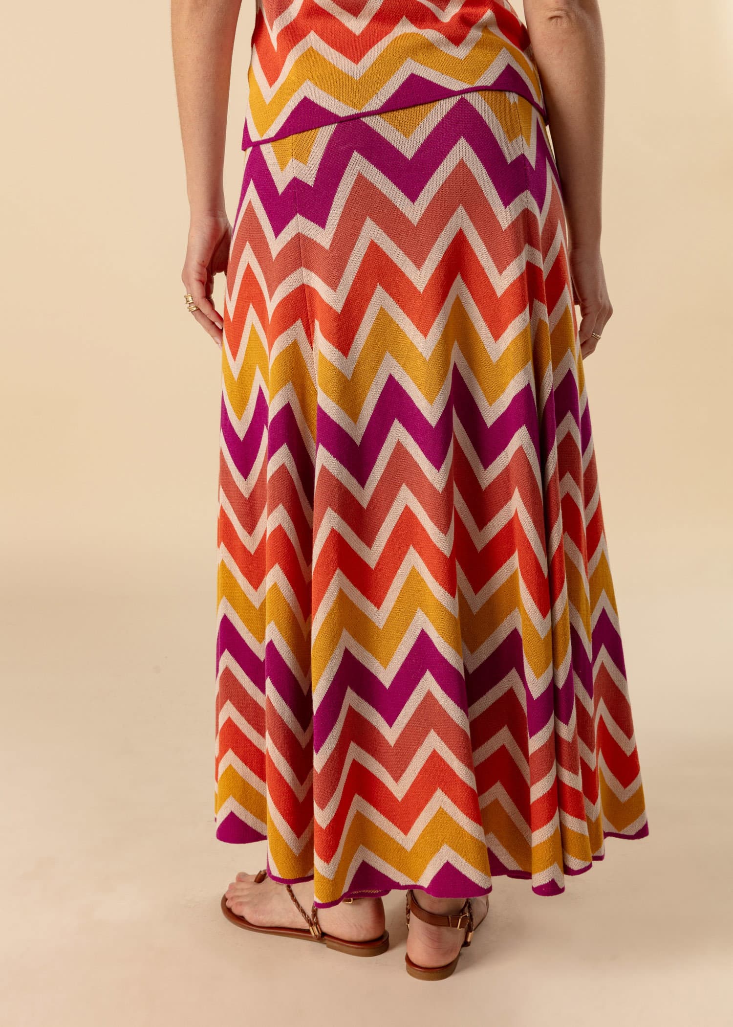 SAMANTHA Värikäs neulehame - Oranssi 5 - Indiska