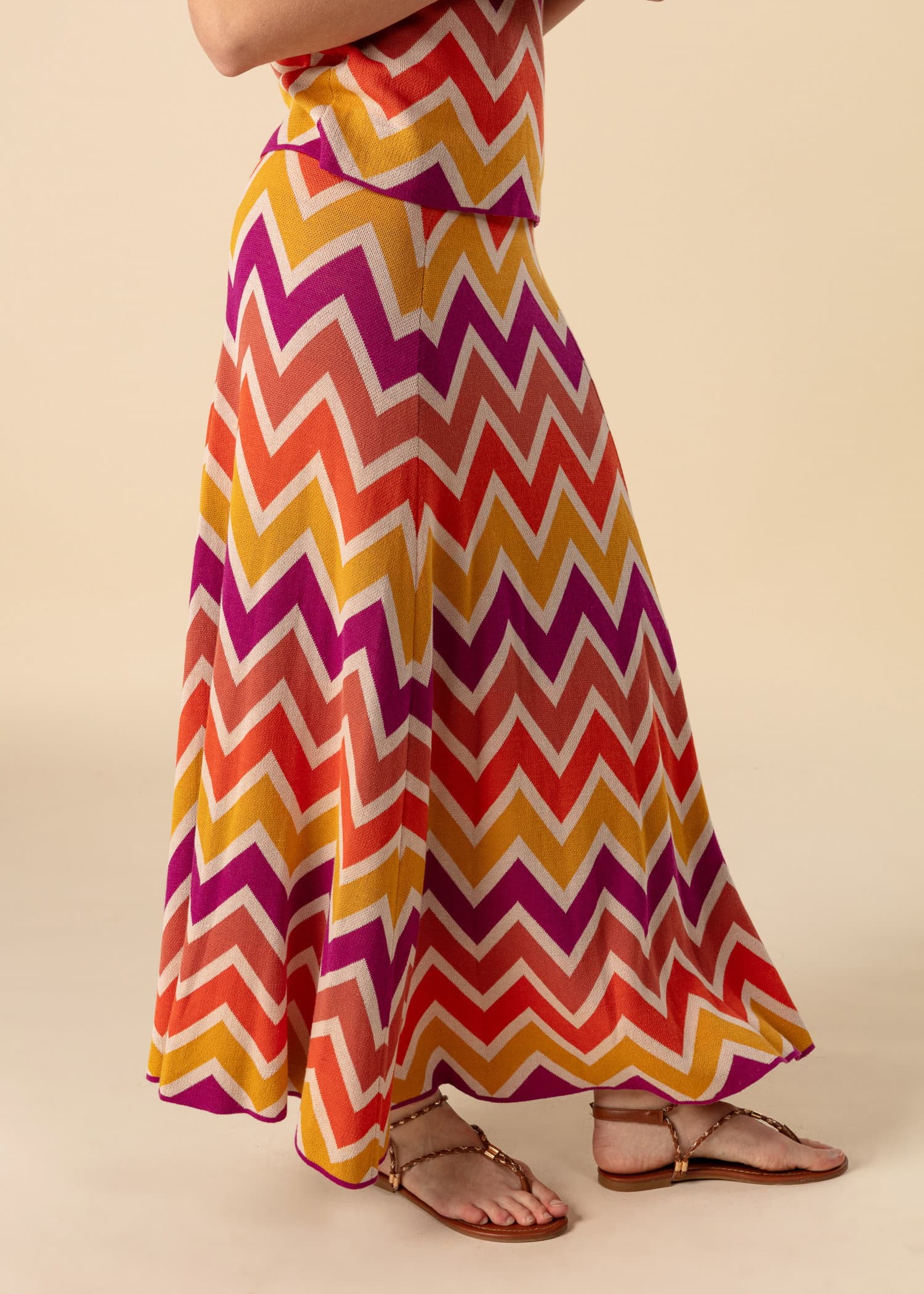 SAMANTHA Värikäs neulehame - Oranssi 6 - Indiska