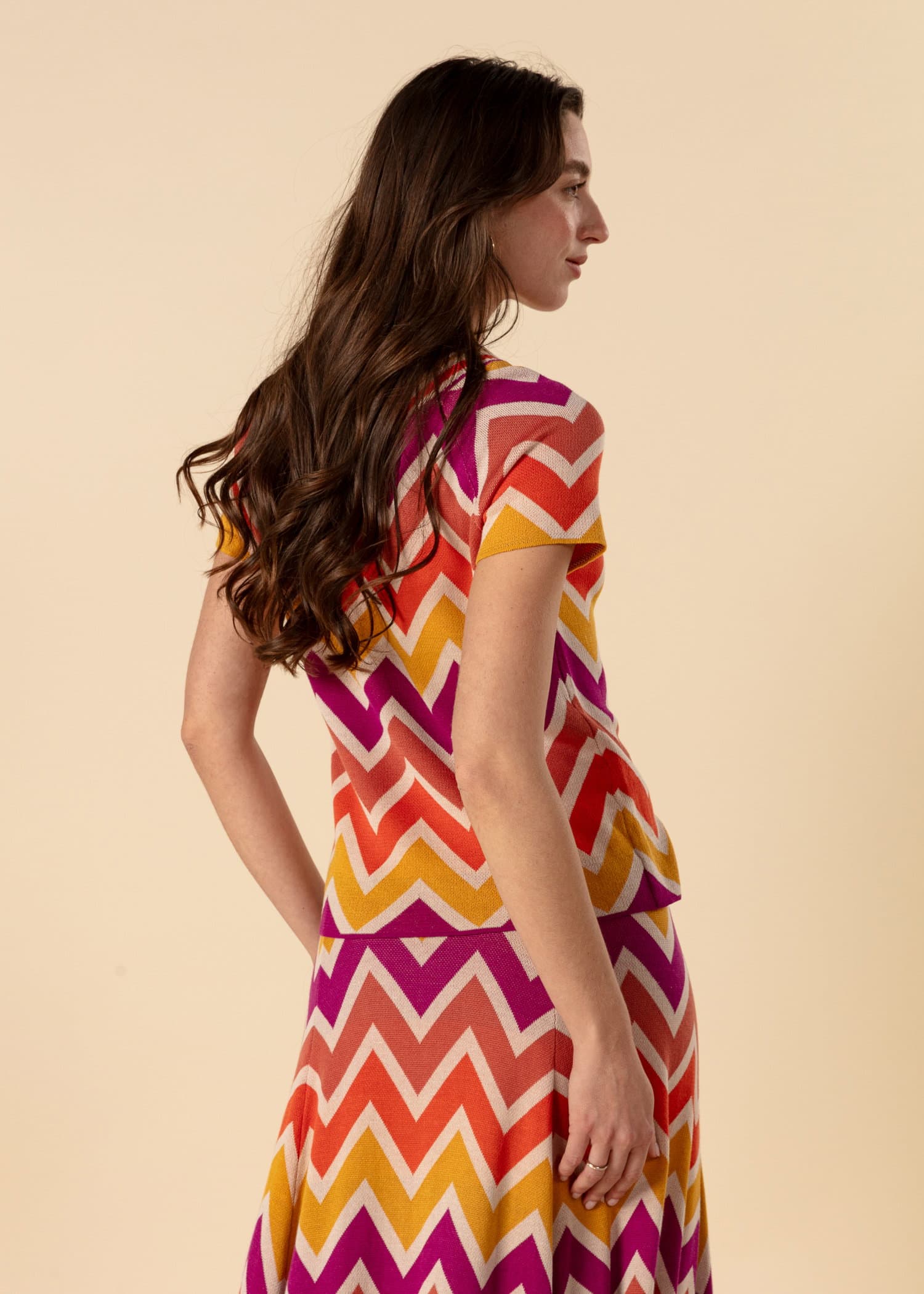 SAMANTHA Strikket topp med sikksakkmønster - Oransje 5 - Indiska