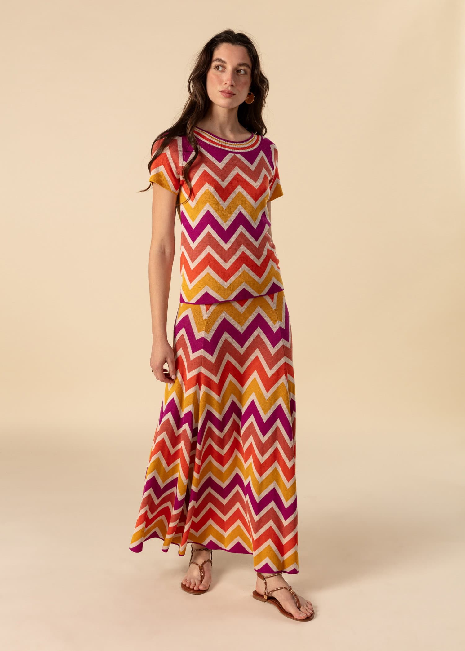 SAMANTHA Strikket topp med sikksakkmønster - Oransje 6 - Indiska