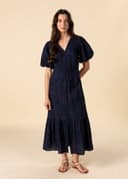 DEWAN EMB DRESS - NAVY