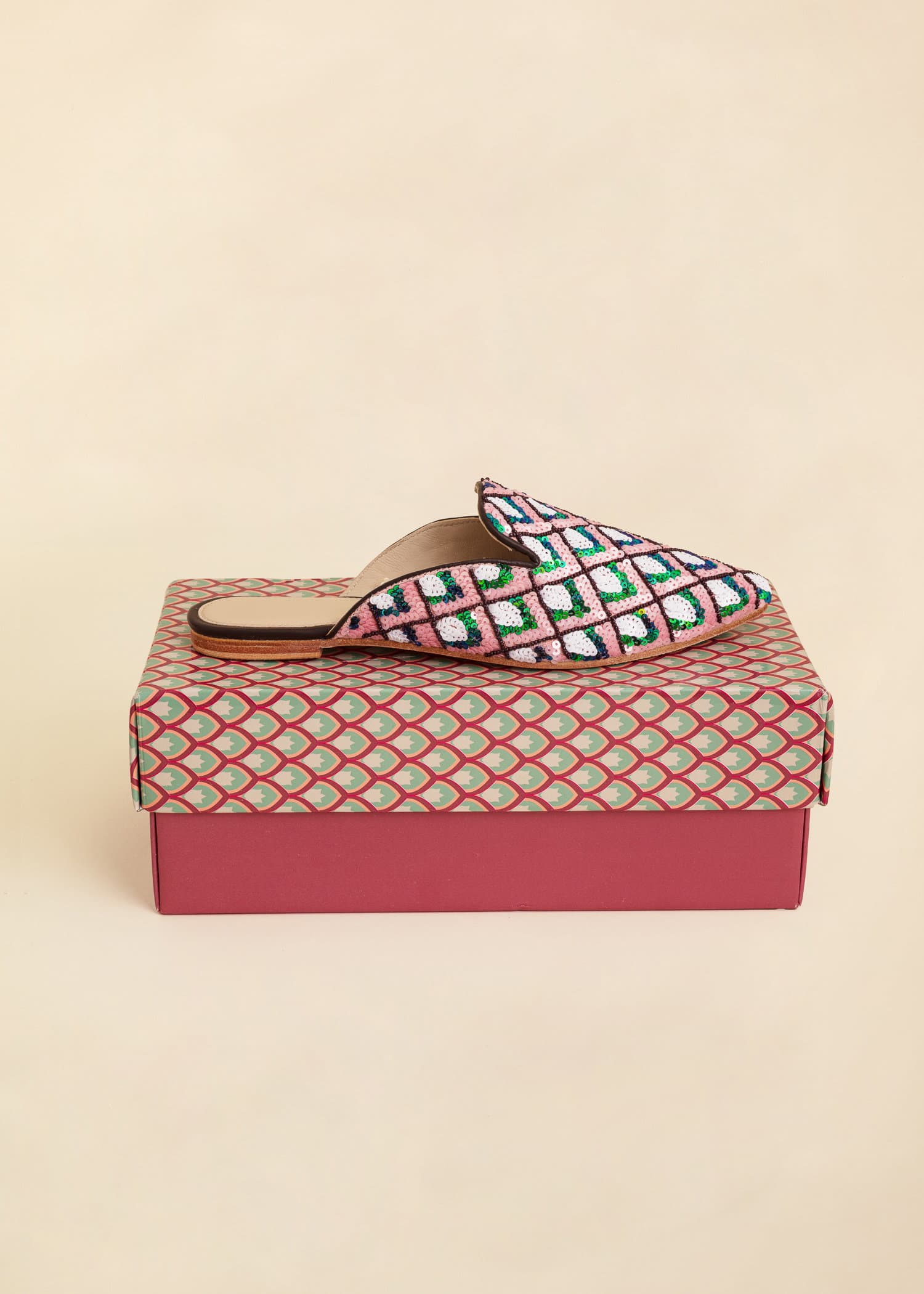 Jaipur Paljettbesatte mules - Rosa 2 - Indiska
