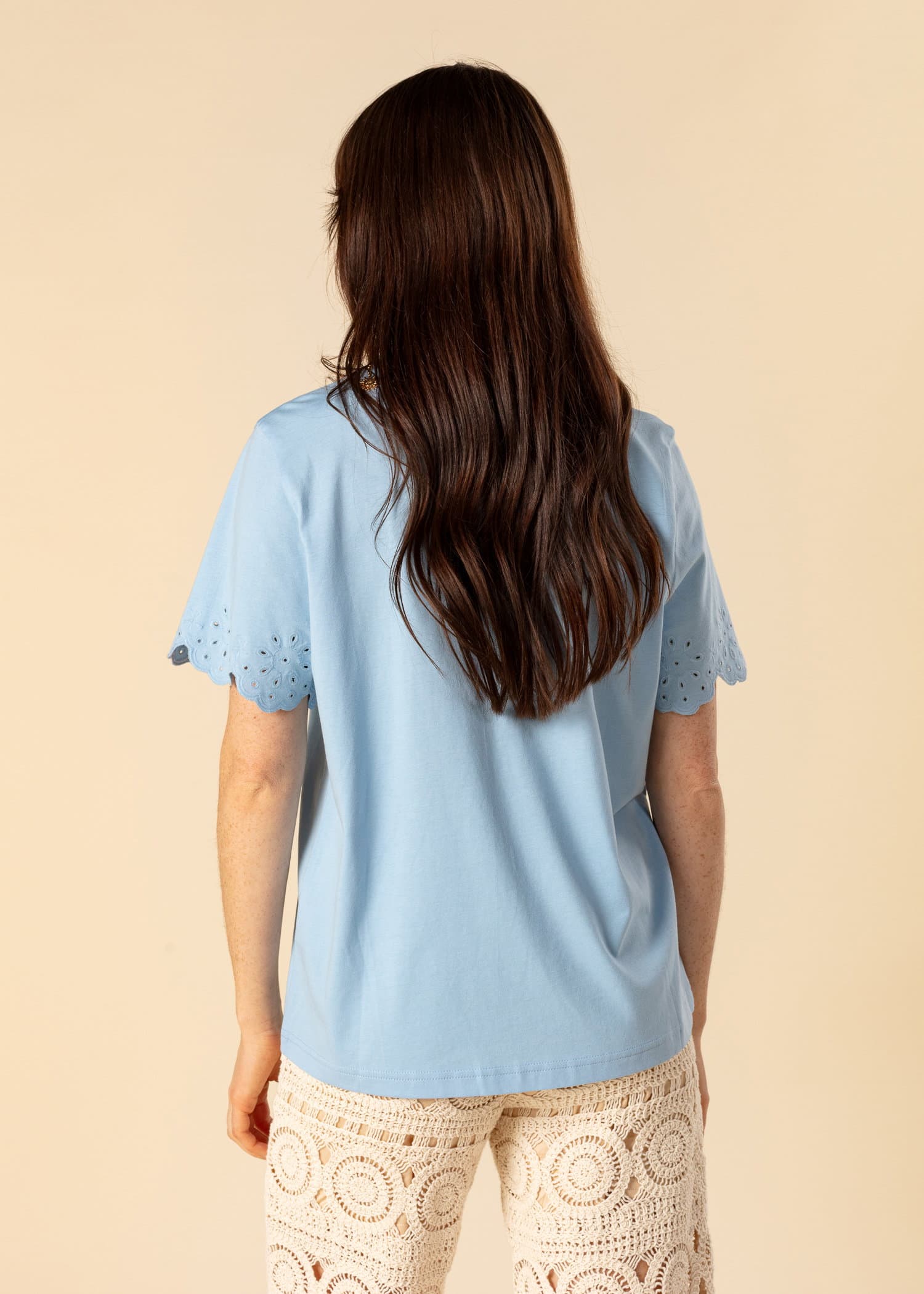 EPPLE T-skjorte med brodert erme - Blå 3 - Indiska