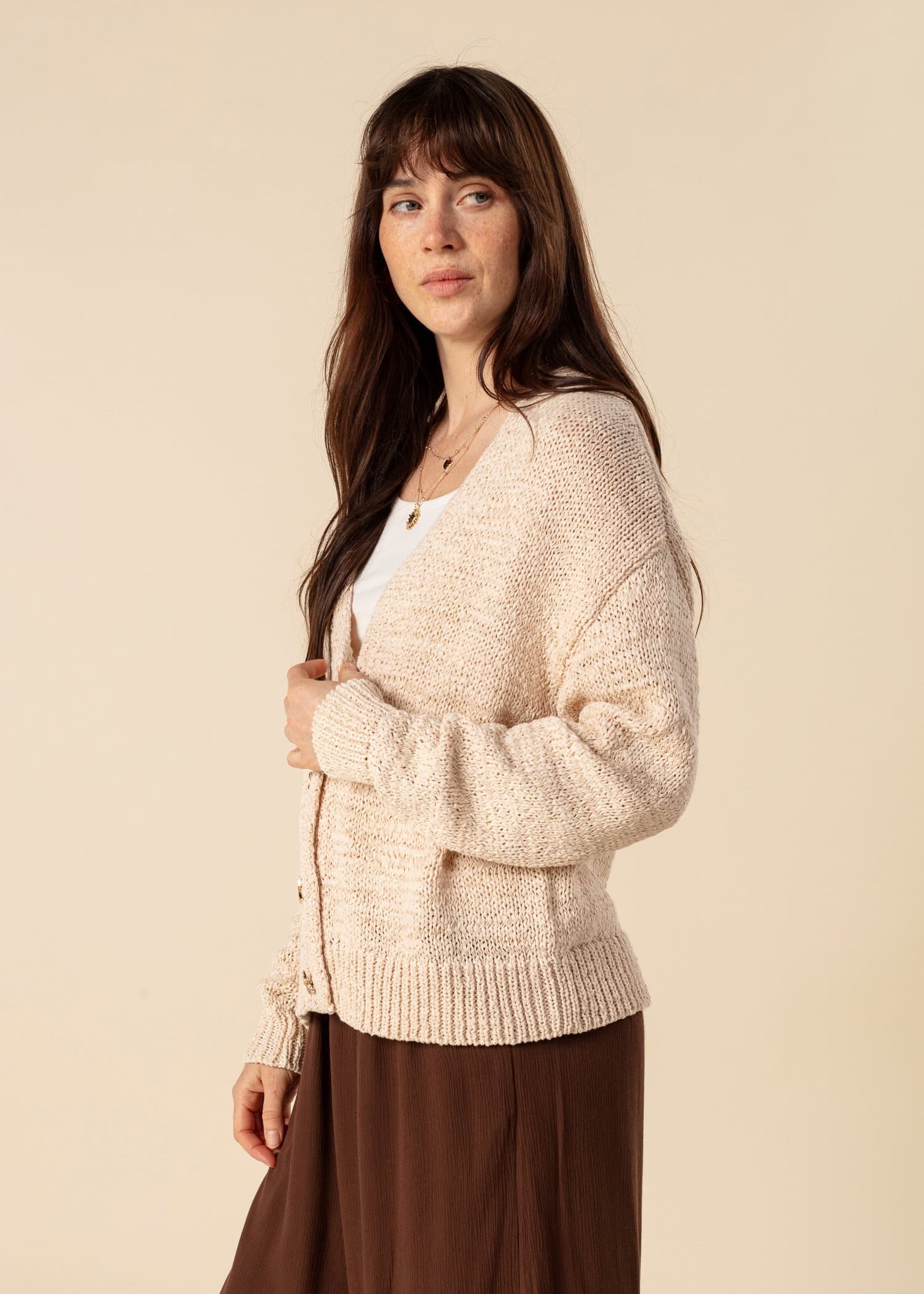 SEASTAR Cardigan med dekorative knapper - Beige 4 - Indiska