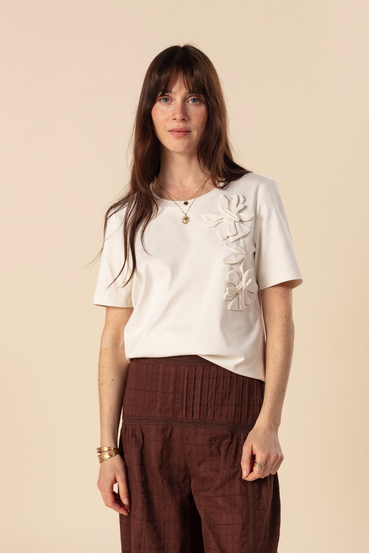 ORCHID Mønstret t-skjorte - Hvit 3 - Indiska