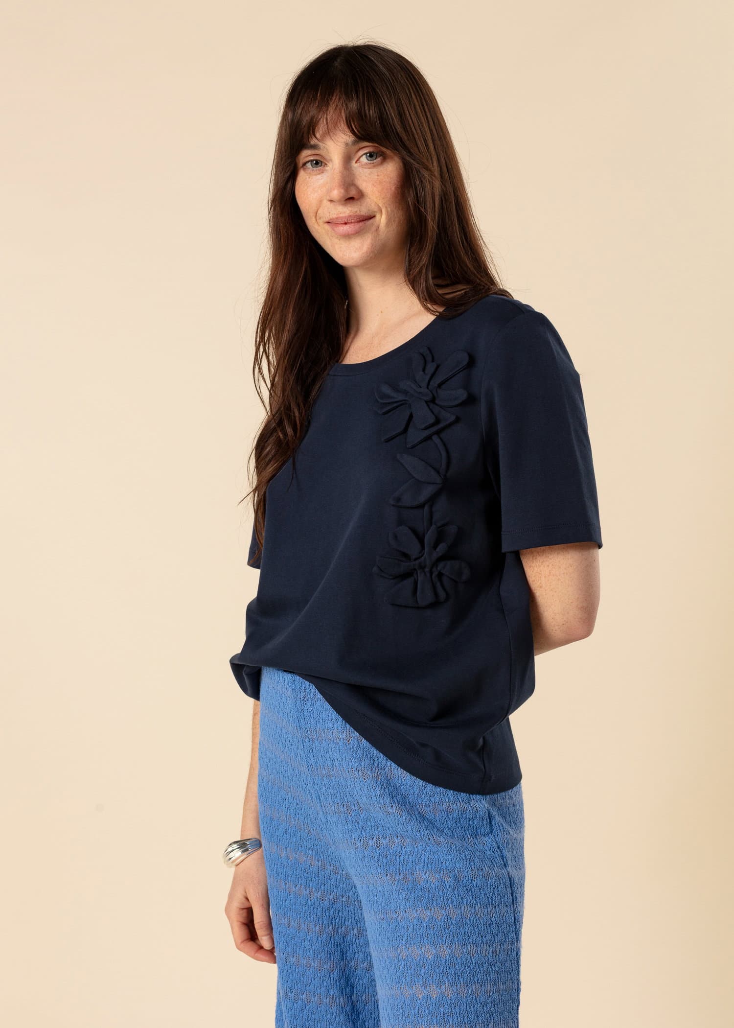 ORCHID Mønstret t-skjorte - Blå 3 - Indiska