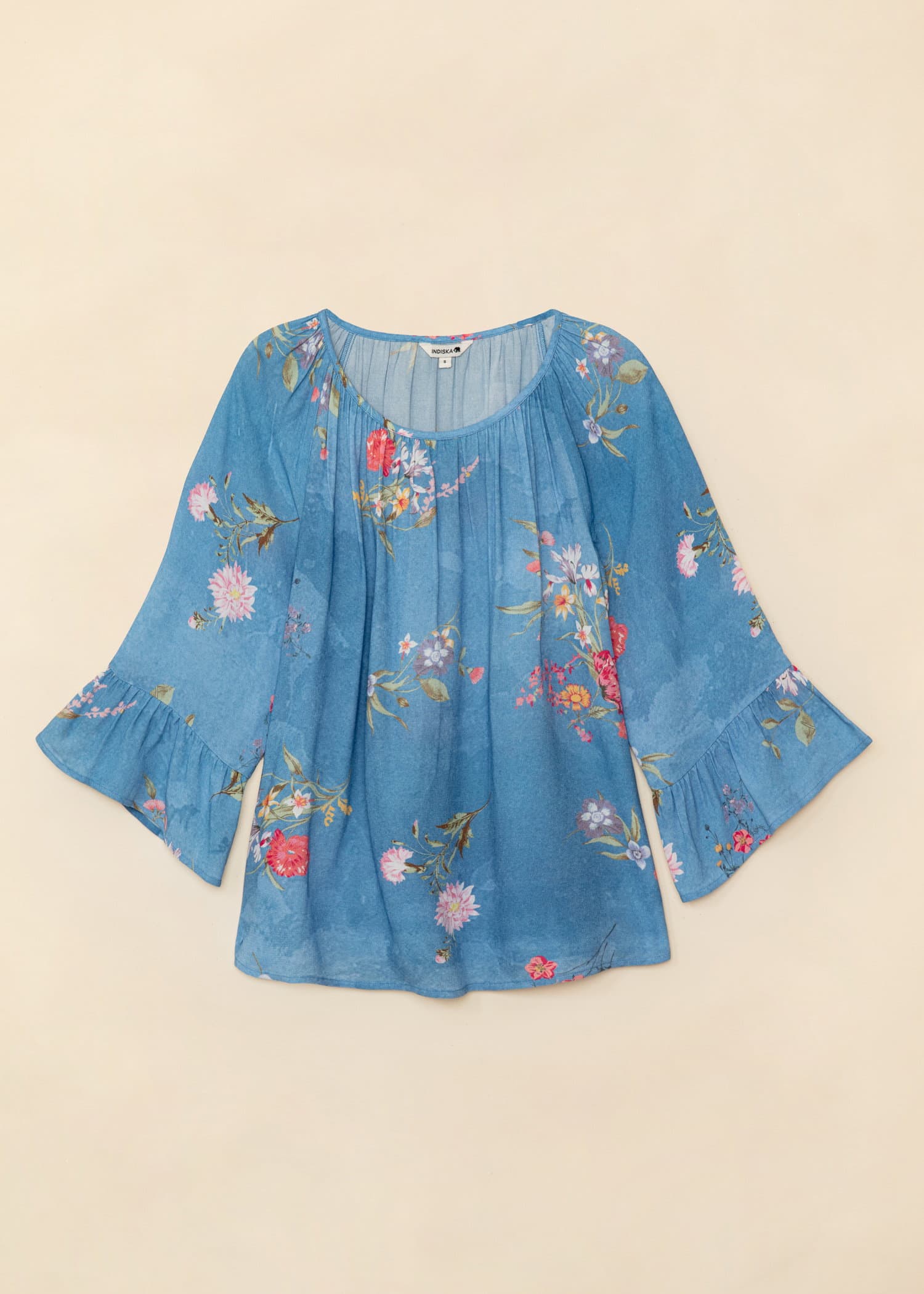 DOLLIE Bluse med 3/4 ermer - Blå 7 - Indiska
