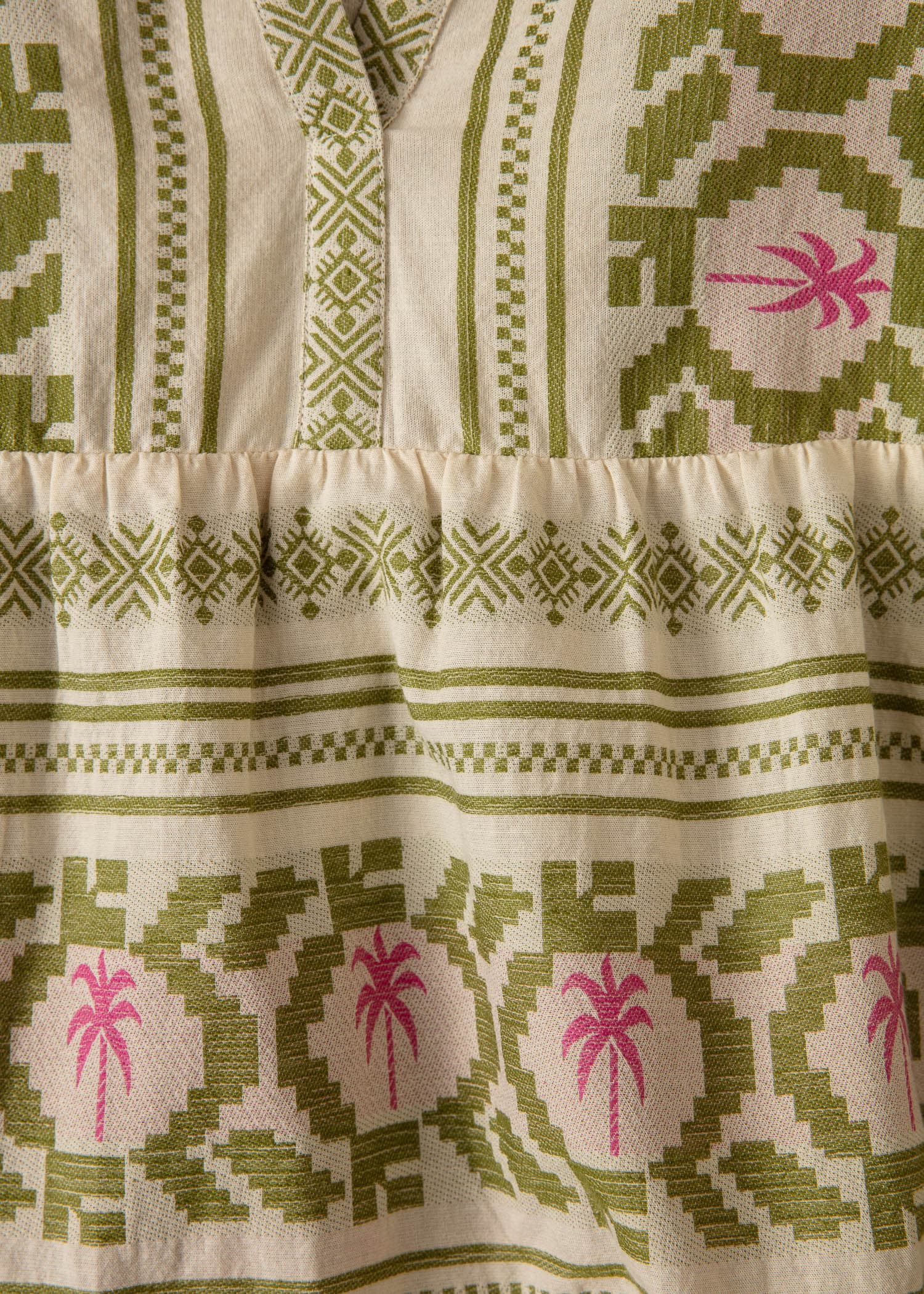 YOLANA Lyhyt jakardikankainen tunika - Vihreä 2 - Indiska