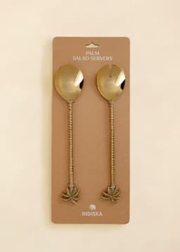 PALM SALAD SERVERS - BRASS