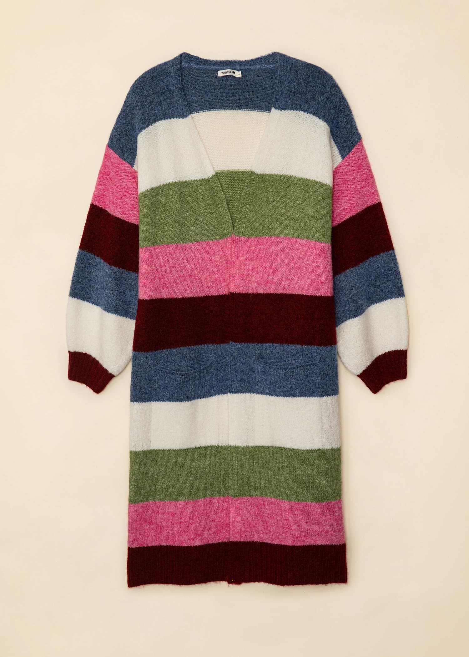 VANESSA Fargerik, lang cardigan - Multi 1 - Indiska