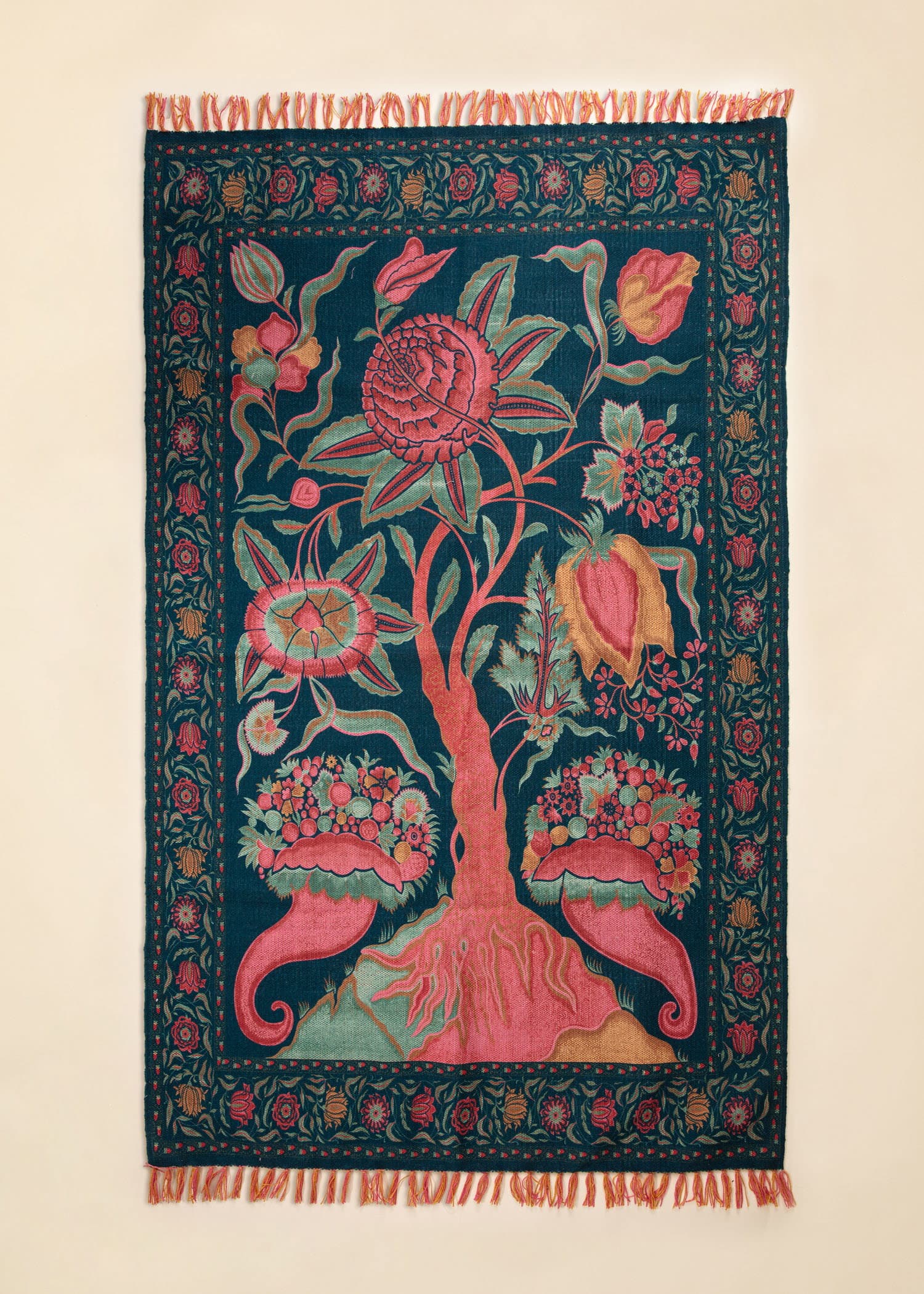 Tree Mönstrad matta - Livets träd, 120x180 cm - Rosa 5 - Indiska