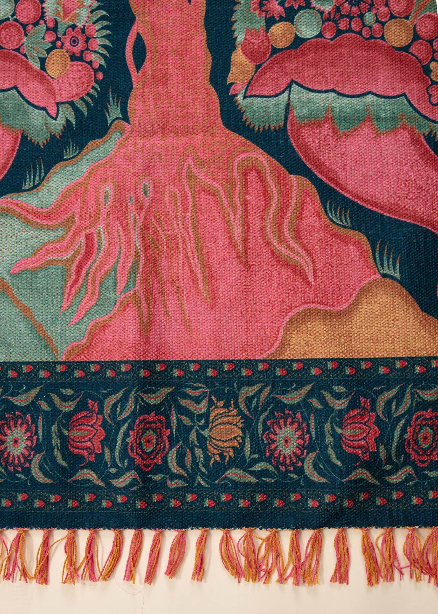Tree Mönstrad matta - Livets träd, 120x180 cm - Rosa 6 - Indiska