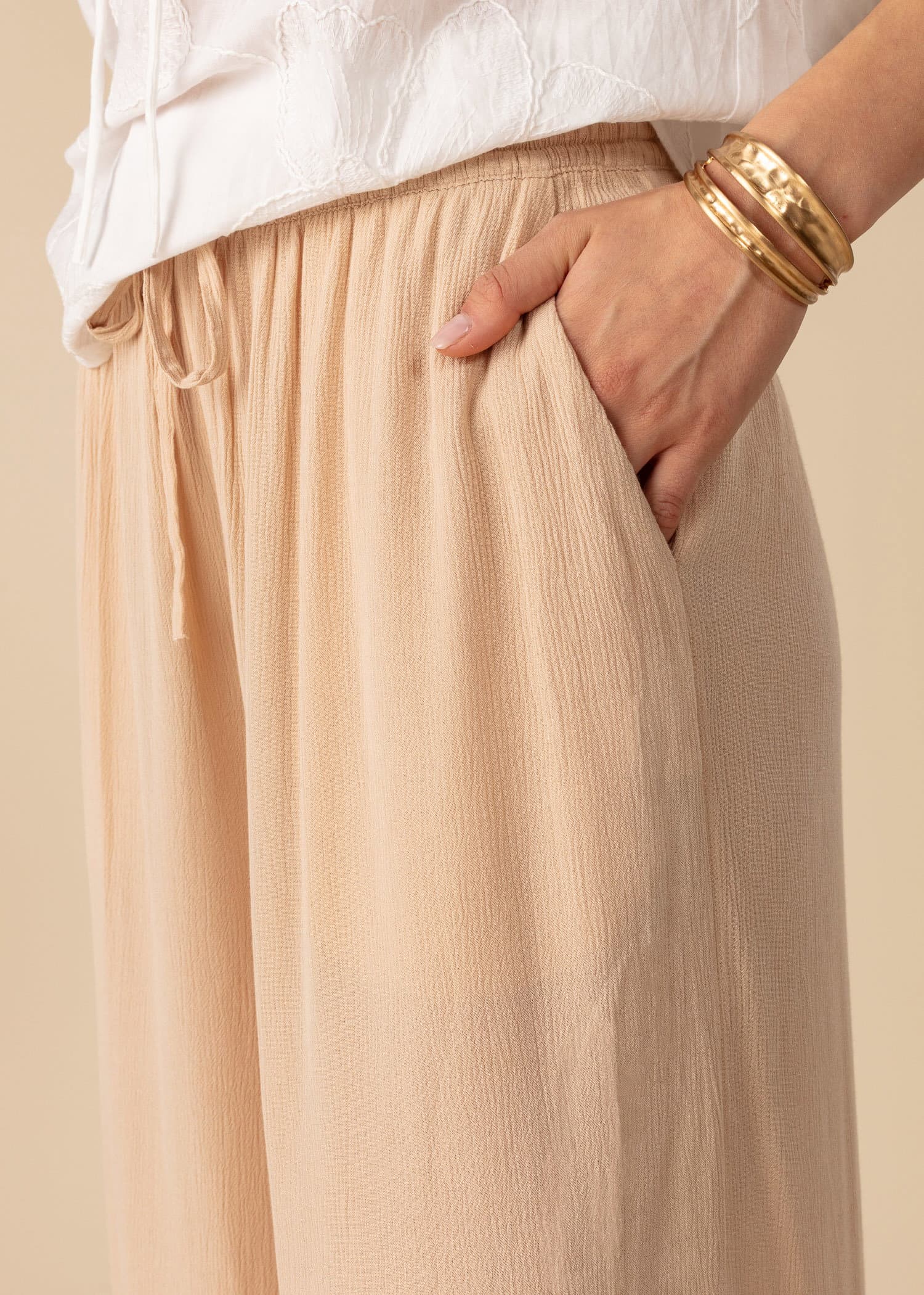 ELSIE Brede ankelbukser - Beige 2 - Indiska