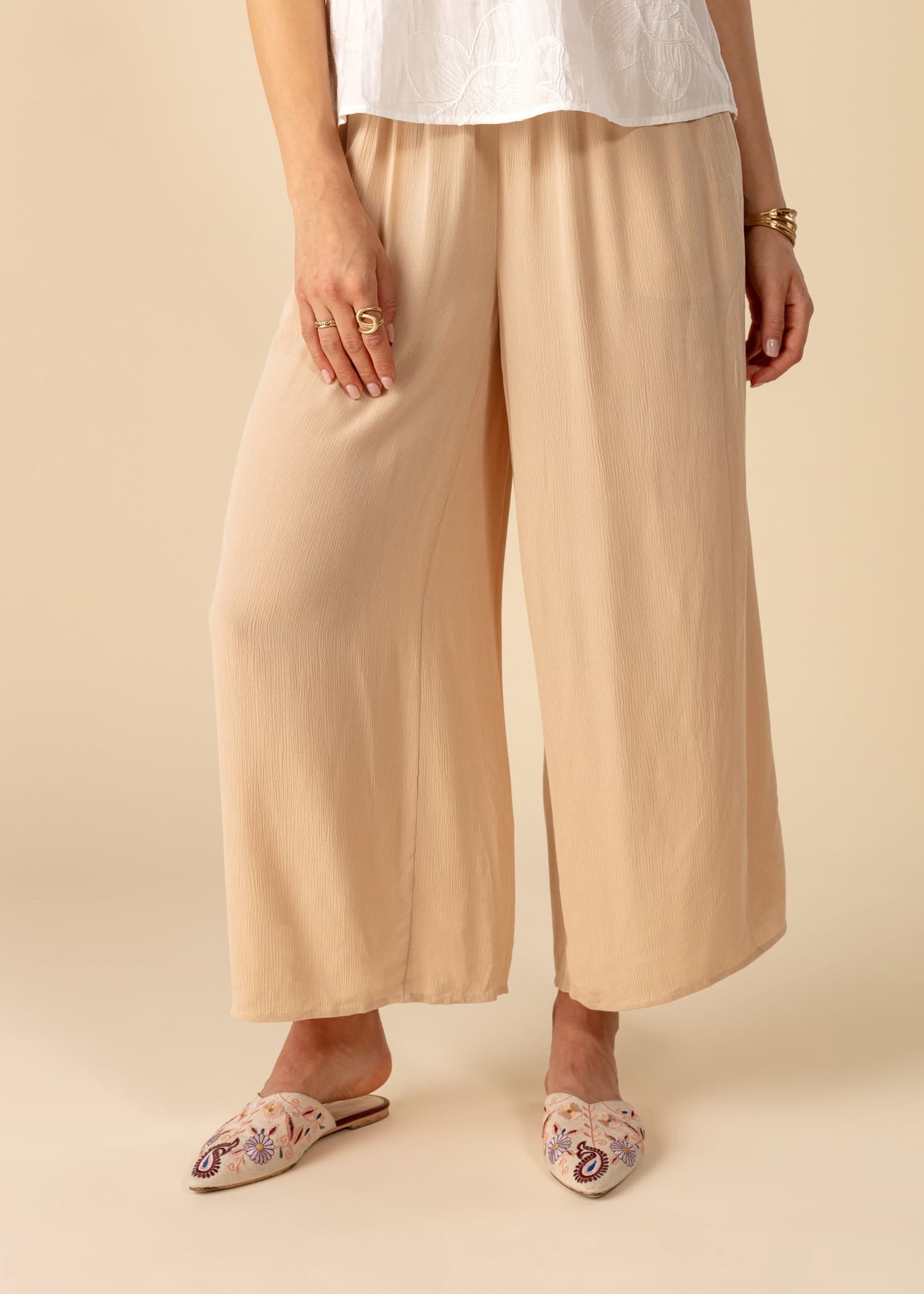 ELSIE Brede ankelbukser - Beige 5 - Indiska