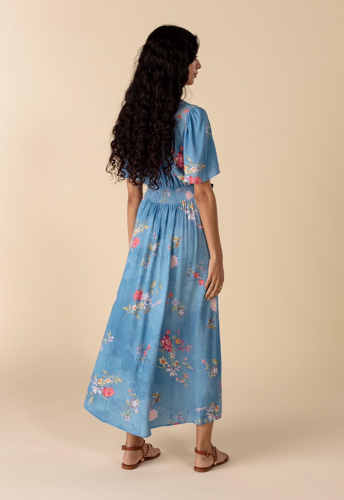 ZUDORA Blå blommig klänning - Blå 4 - Indiska