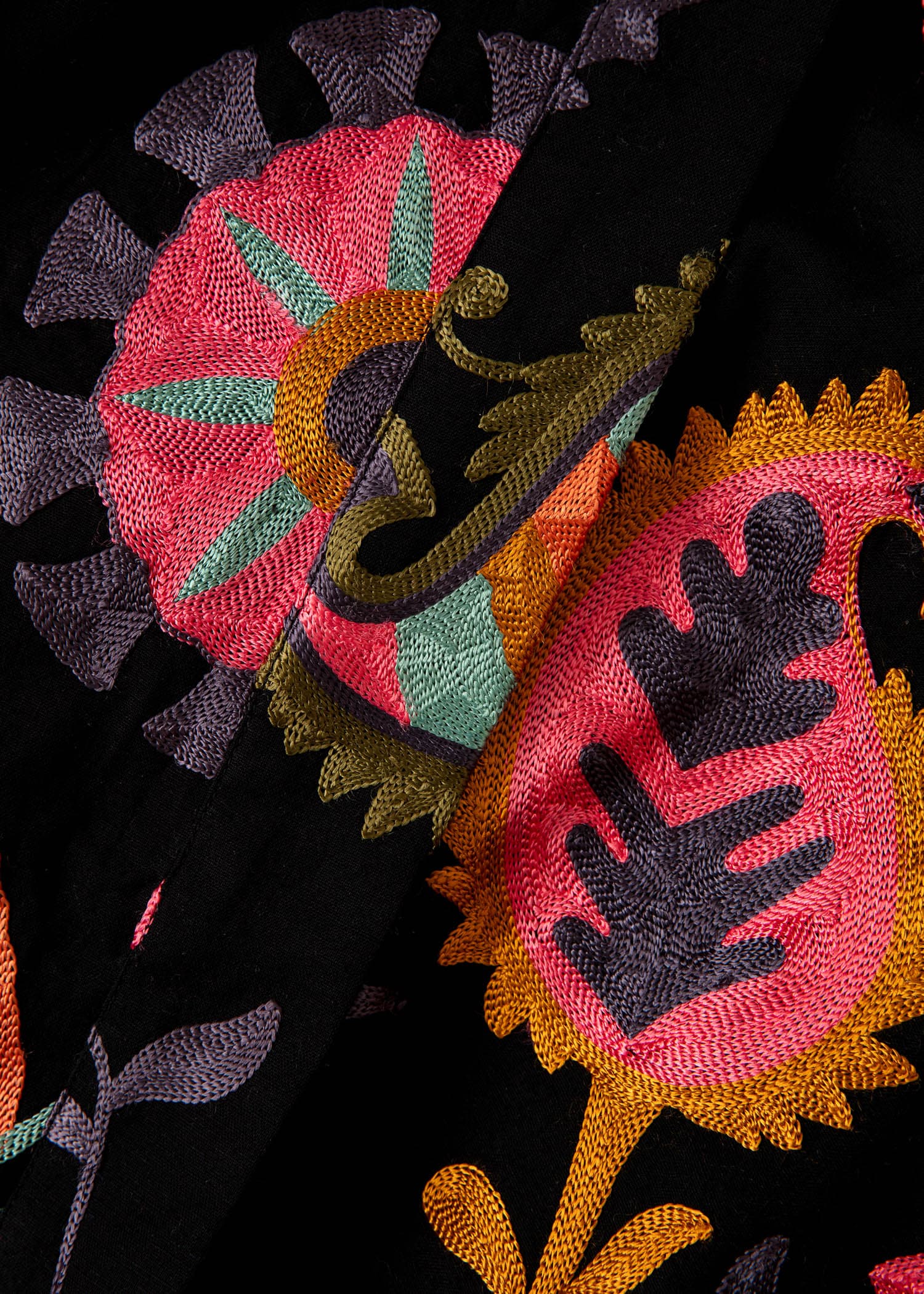 VIVI Mønstret, brodert kimono - Svart 2 - Indiska