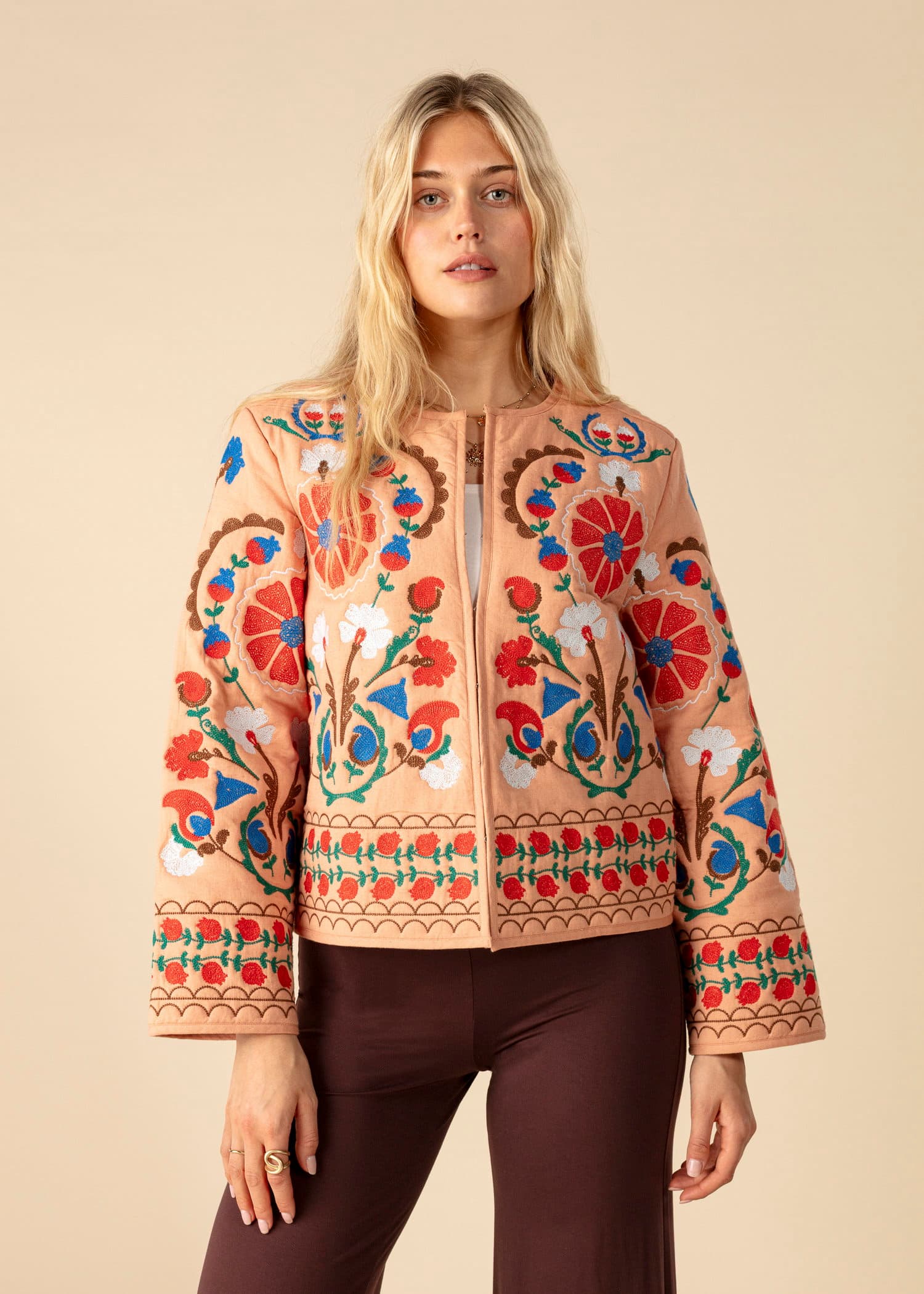 KELLY Kort broderad jacka - Rosa 1 - Indiska