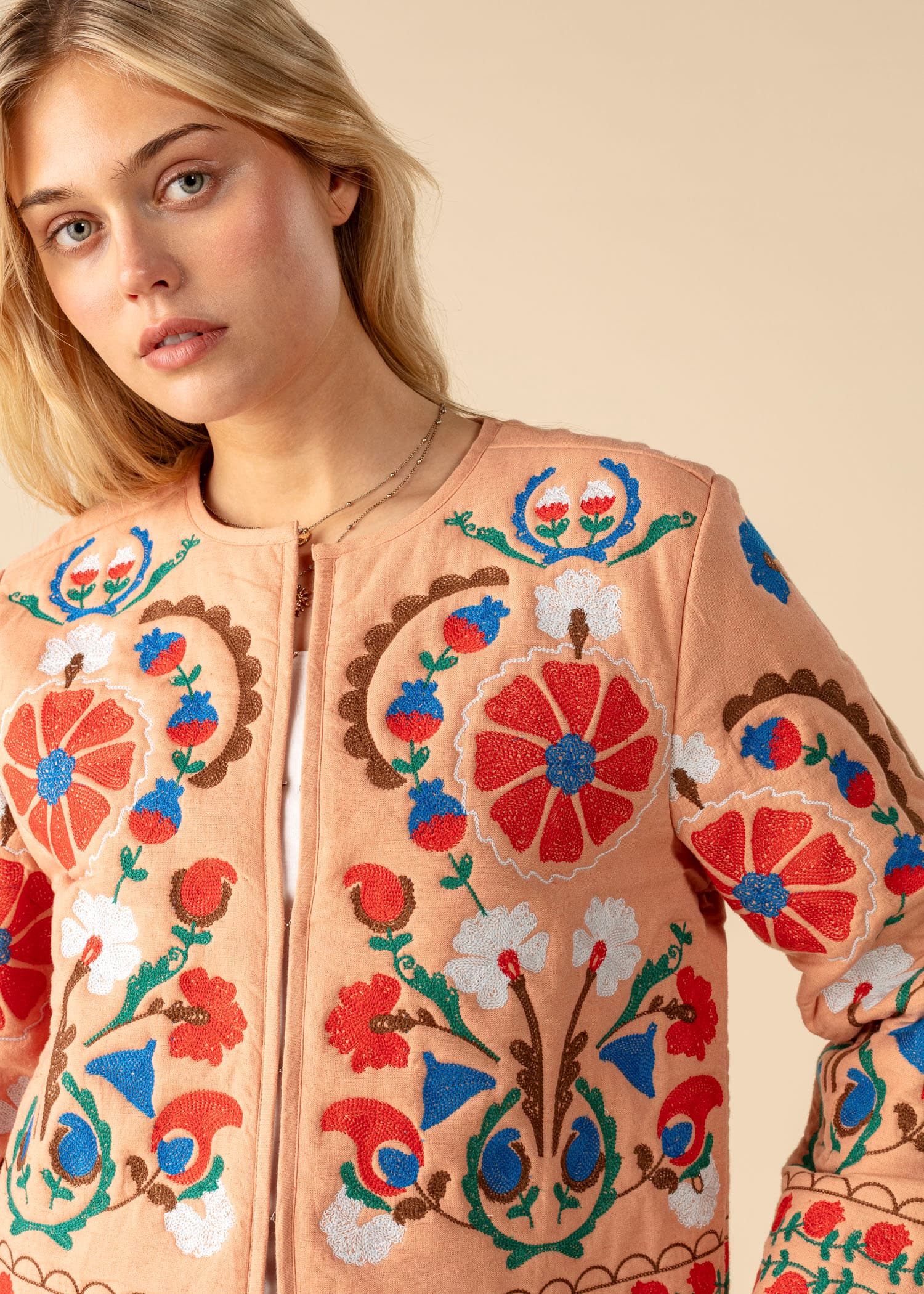 KELLY Kort broderad jacka - Rosa 2 - Indiska