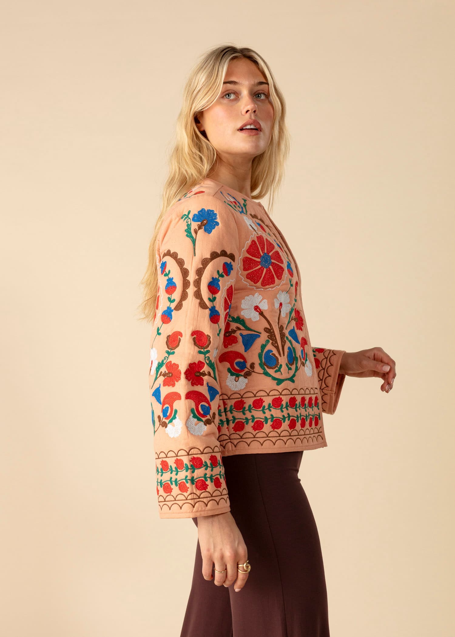 KELLY Kort broderad jacka - Rosa 3 - Indiska
