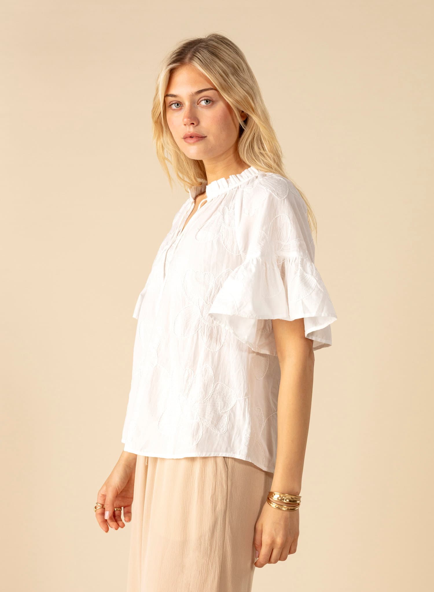 SUMAN Vit broderad blus - Vit 4 - Indiska