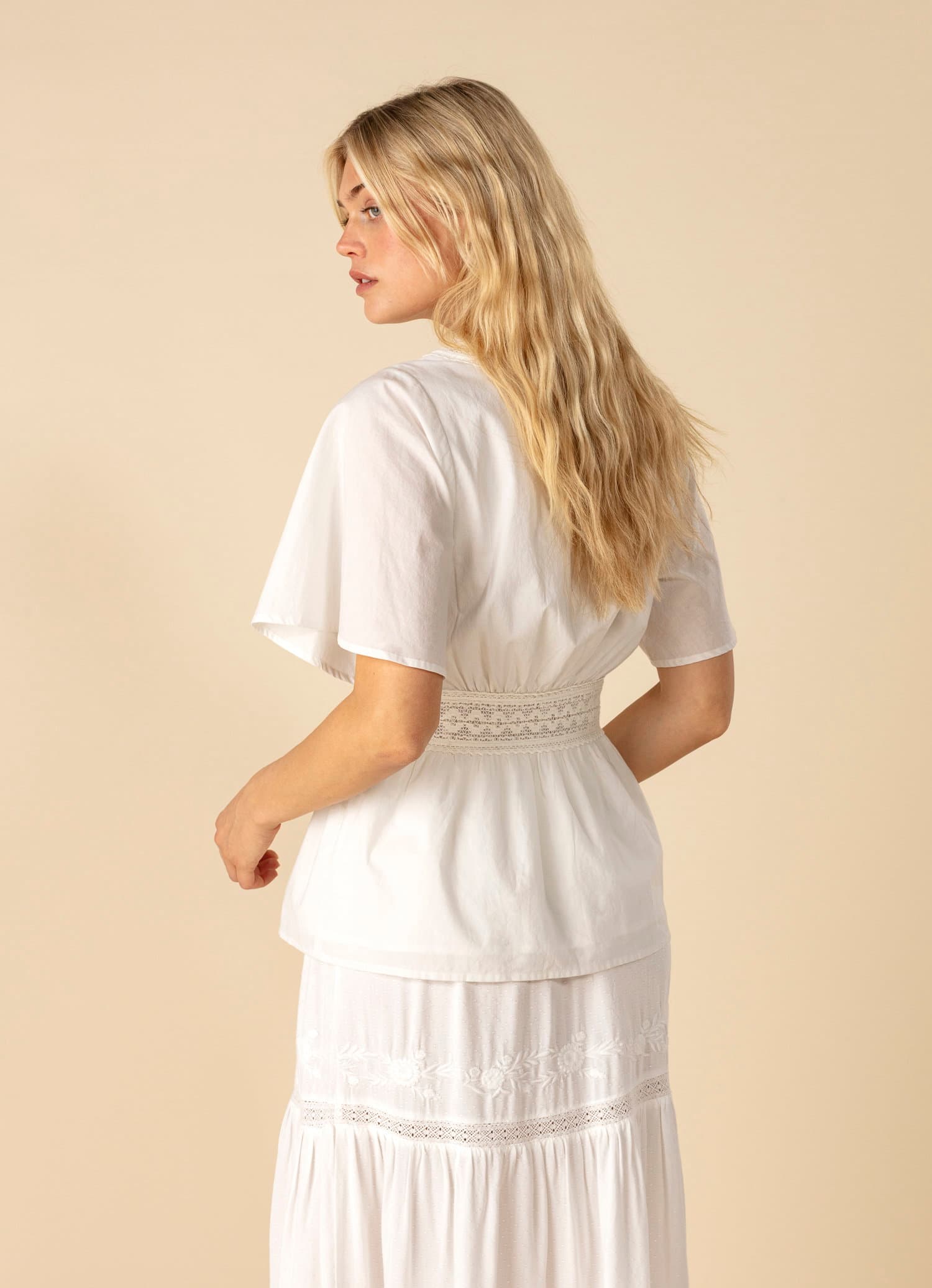 DANIELLA Bluse i bomullsblonder - Hvit 3 - Indiska