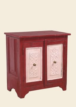 241078 VINTAGE WOOD CABINET - PINK BURGUNDY