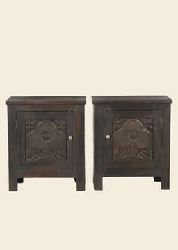 335145 VINTAGE WOOD BEDSIDE TABLE - DKBROWN
