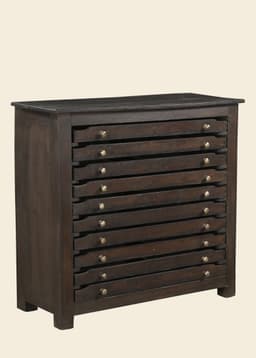 307541 VNTAGE WOOD MULTI DRAWER CHEST - DKBROWN
