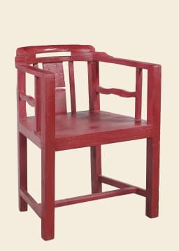 327253 VINTAGE WOOD CHAIR - PINK BURGUNDY