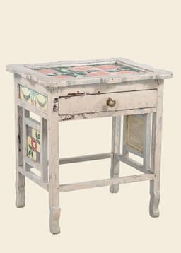 278698 VINTAGE WOOD SIDE TABLE - WHITE